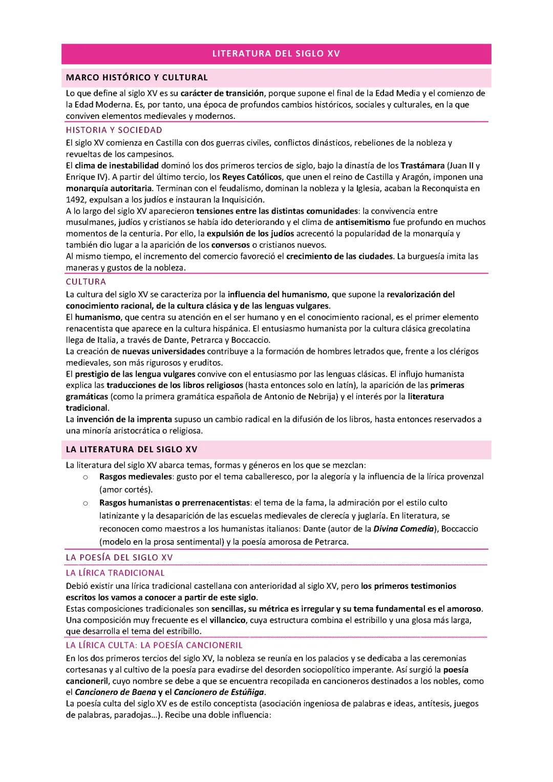 Literatura del siglo XV