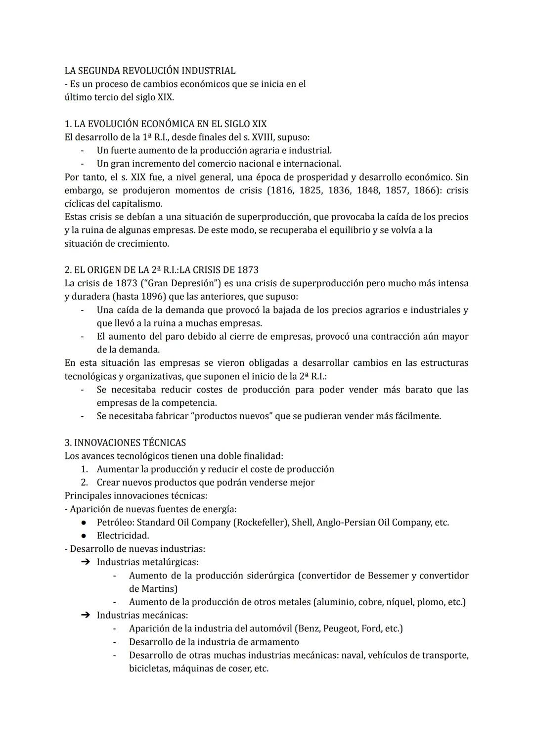 # LA SEGUNDA REVOLUCIÓN INDUSTRIAL
- Es un proceso de cambios económicos que se inicia en el
último tercio del siglo XIX.
# 1. LA EVOLUCIÓN