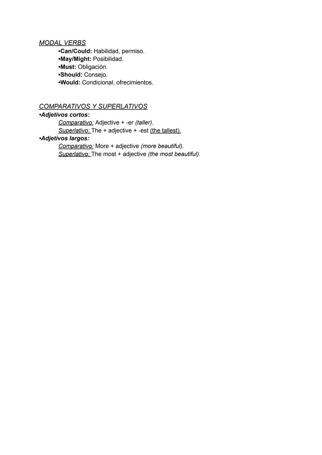 # TIEMPOS VERBALES
# APUNTES INGLÉS
1. Present Simple
•Uso: Rutinas, hechos generales, horarios.
•Estructura:
Afirmativa: Subject + bas