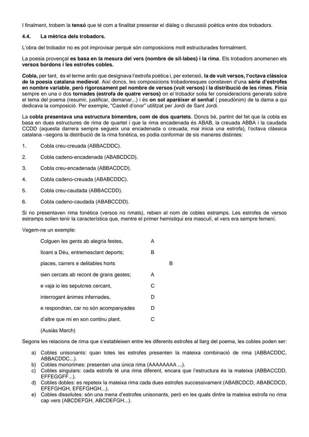 4. LA LÍRICA TROBADORESCA
Com ja hem vist anteriorment, la noblesa social catalana i l'occitana van establir un forts lligams polítics i so
