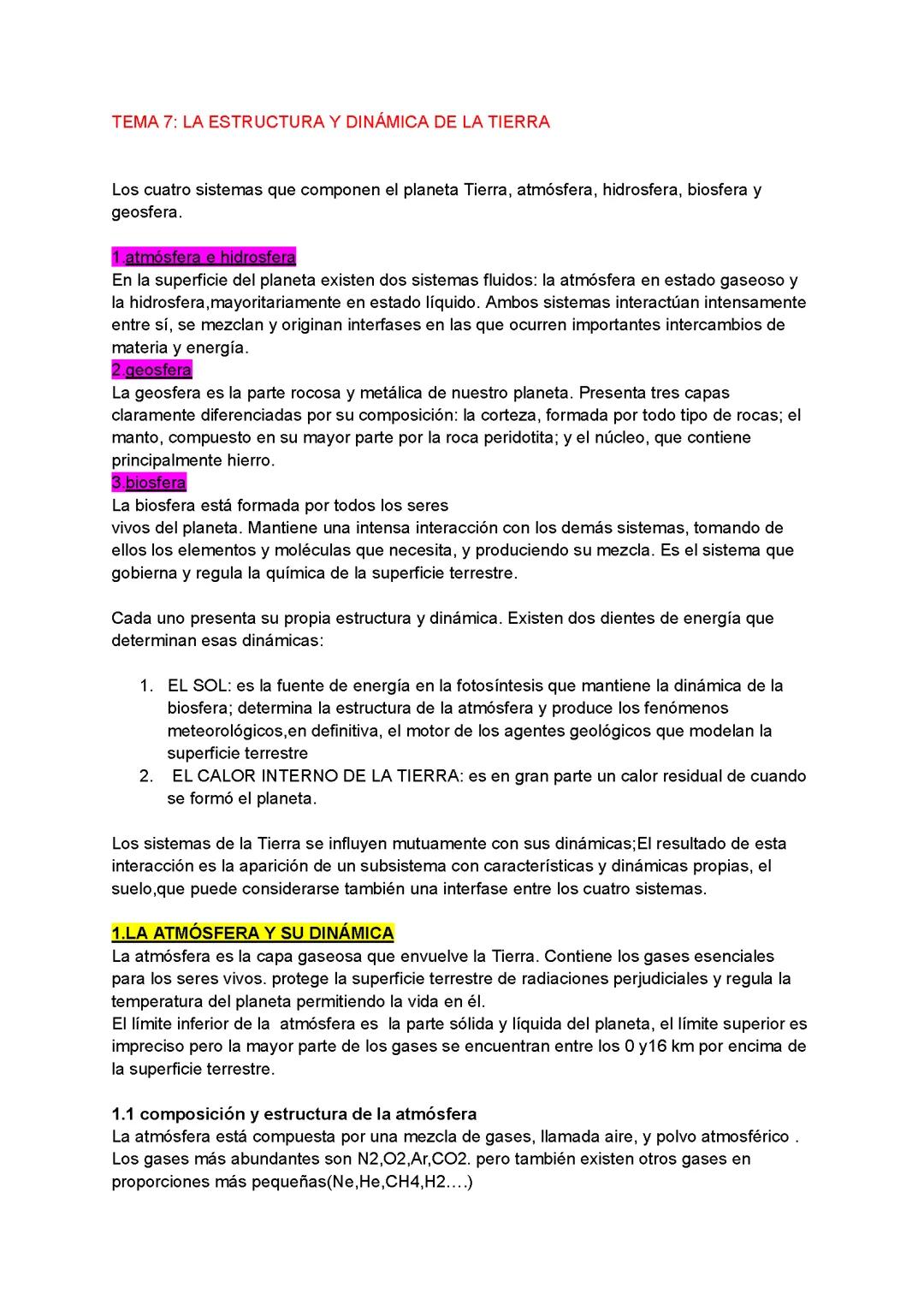 La estructura y dinámica de la tierra