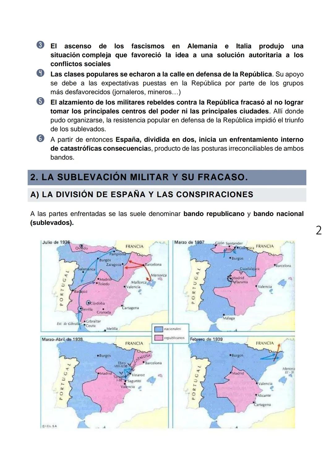 # TEMA 5. LA GUERRA CIVIL ESPAÑOLA.
La división entre derechas e izquierdas plasmada en el resultado electoral se dejó sentir en
la calle.