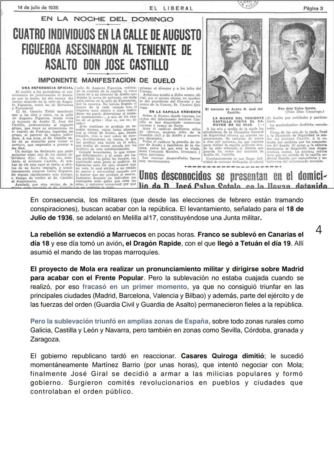 # TEMA 5. LA GUERRA CIVIL ESPAÑOLA.
La división entre derechas e izquierdas plasmada en el resultado electoral se dejó sentir en
la calle.