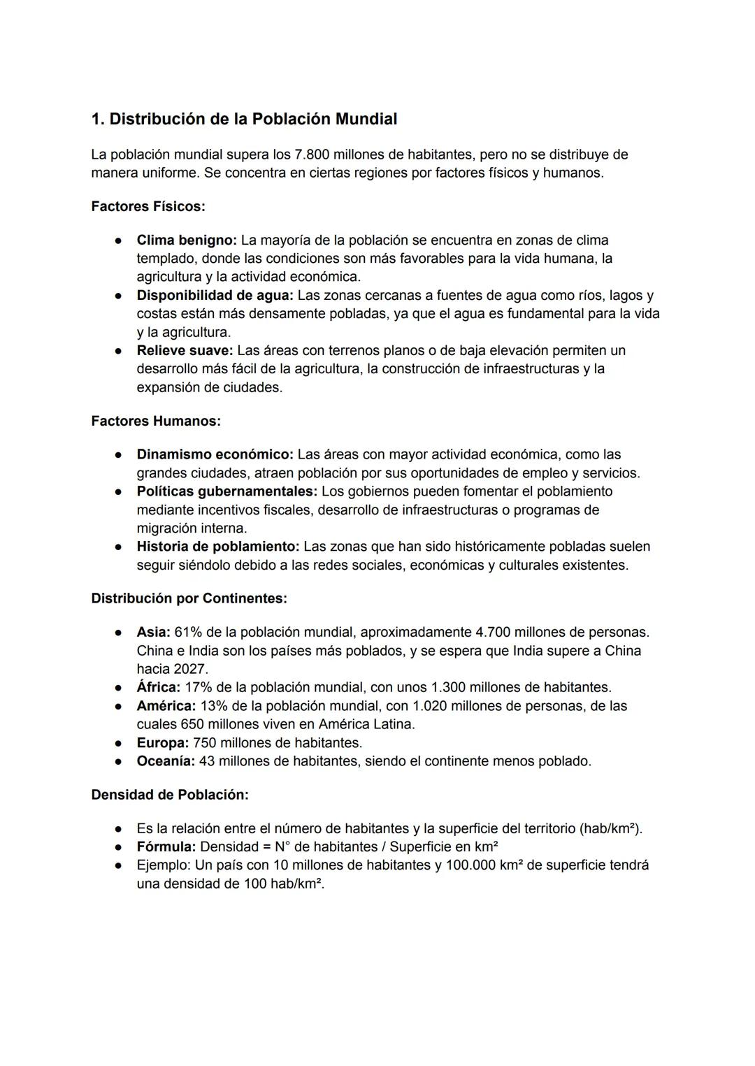 # 1. Distribución de la Población Mundial
La población mundial supera los 7.800 millones de habitantes, pero no se distribuye de
manera uni