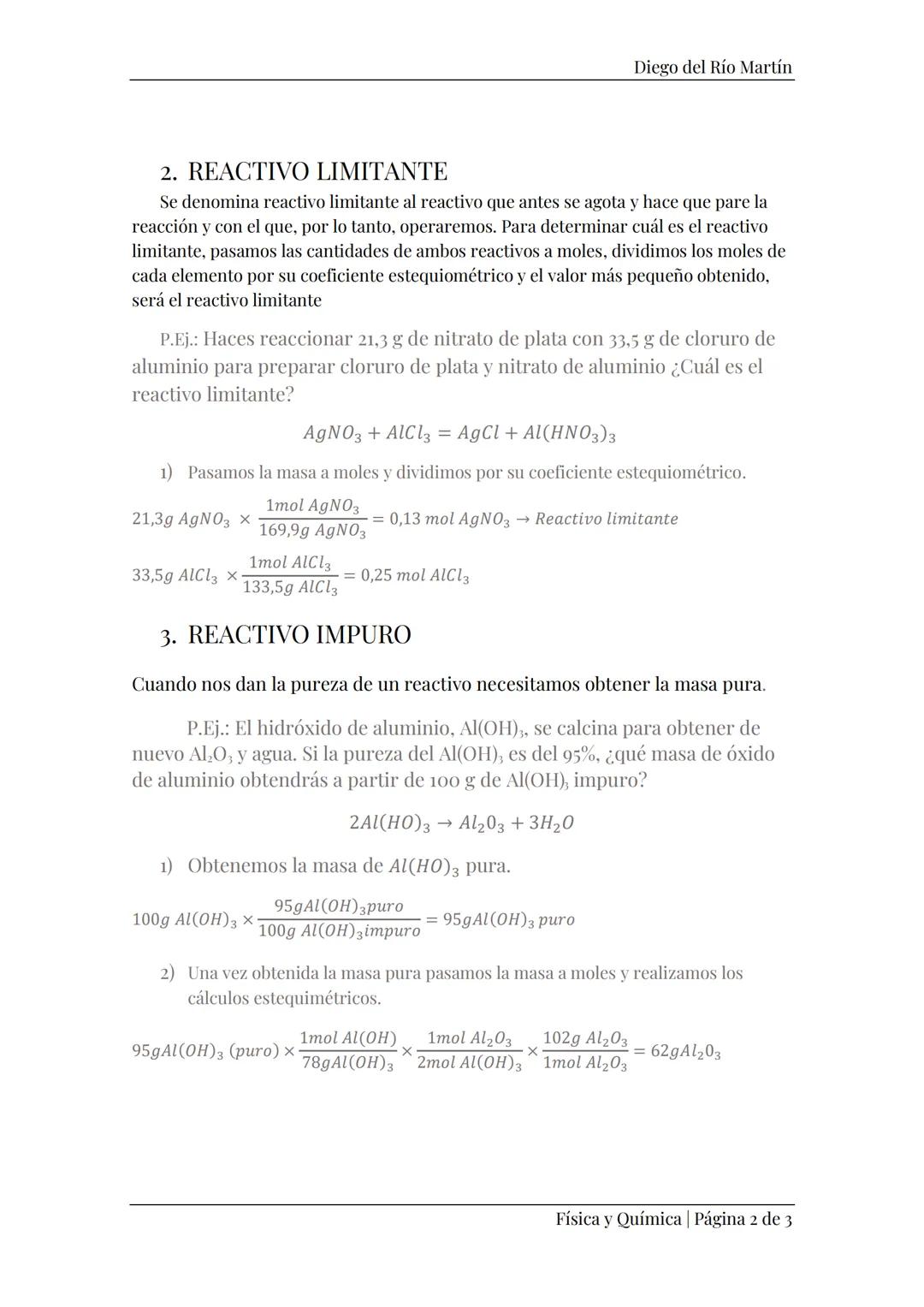 --- OCR Start ---
Diego del Río Martín
REACCIONES QUÍMICAS
Diego del Río Martín
Contenido
REACCIÓN QUÍMICA. 1.
.1
1.1. Ecuación química: aA+