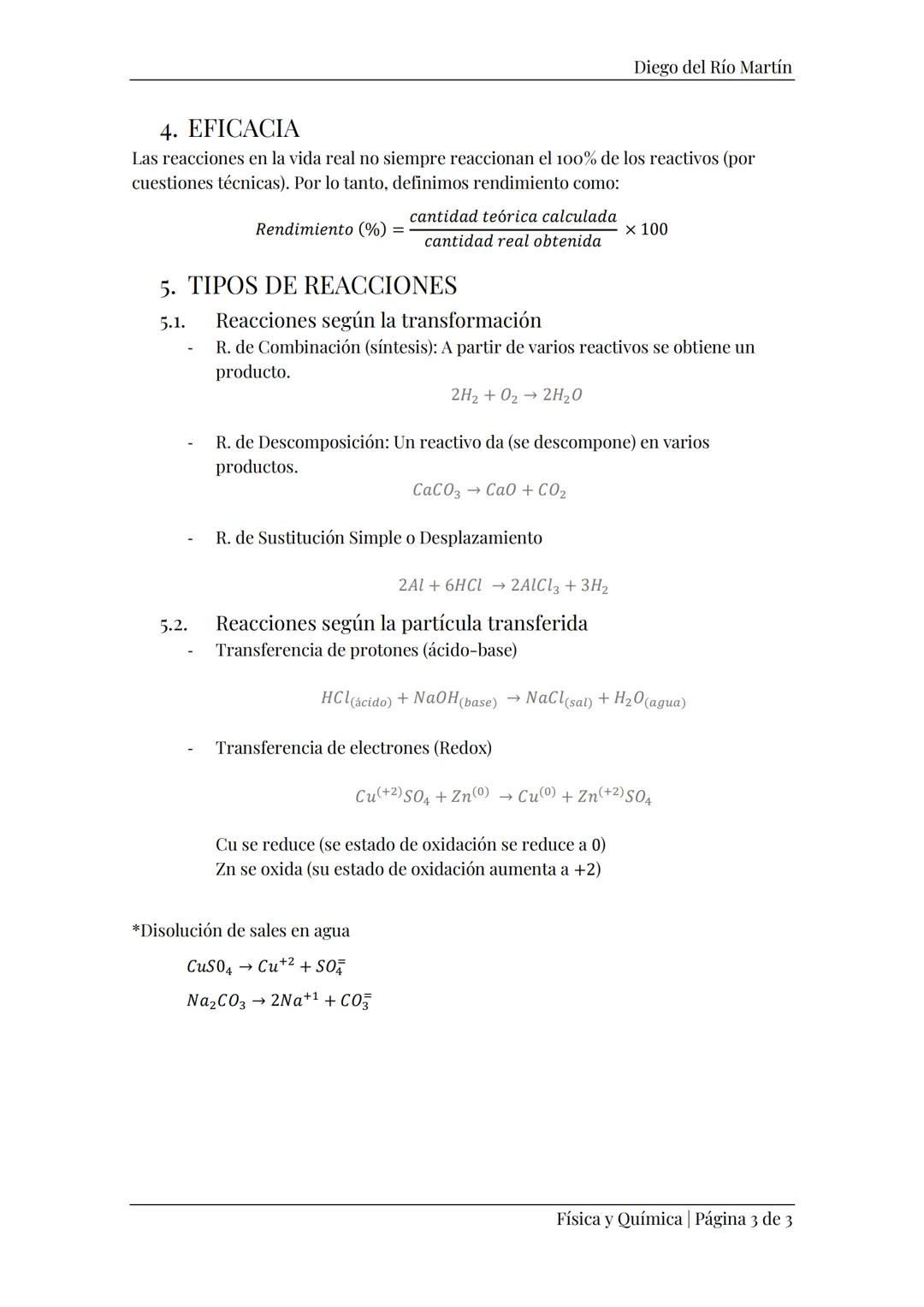 --- OCR Start ---
Diego del Río Martín
REACCIONES QUÍMICAS
Diego del Río Martín
Contenido
REACCIÓN QUÍMICA. 1.
.1
1.1. Ecuación química: aA+