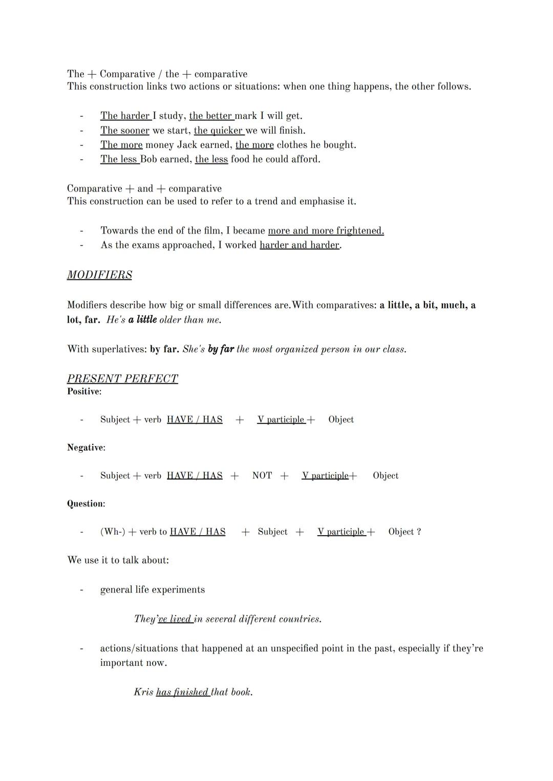 PRESENT SIMPLE
Positive:
-I, you, we, they→ Subject + VERB + Object
- he, she, it→ Subject + VERB+S + Object
Negative:
-I, you, we, they -
