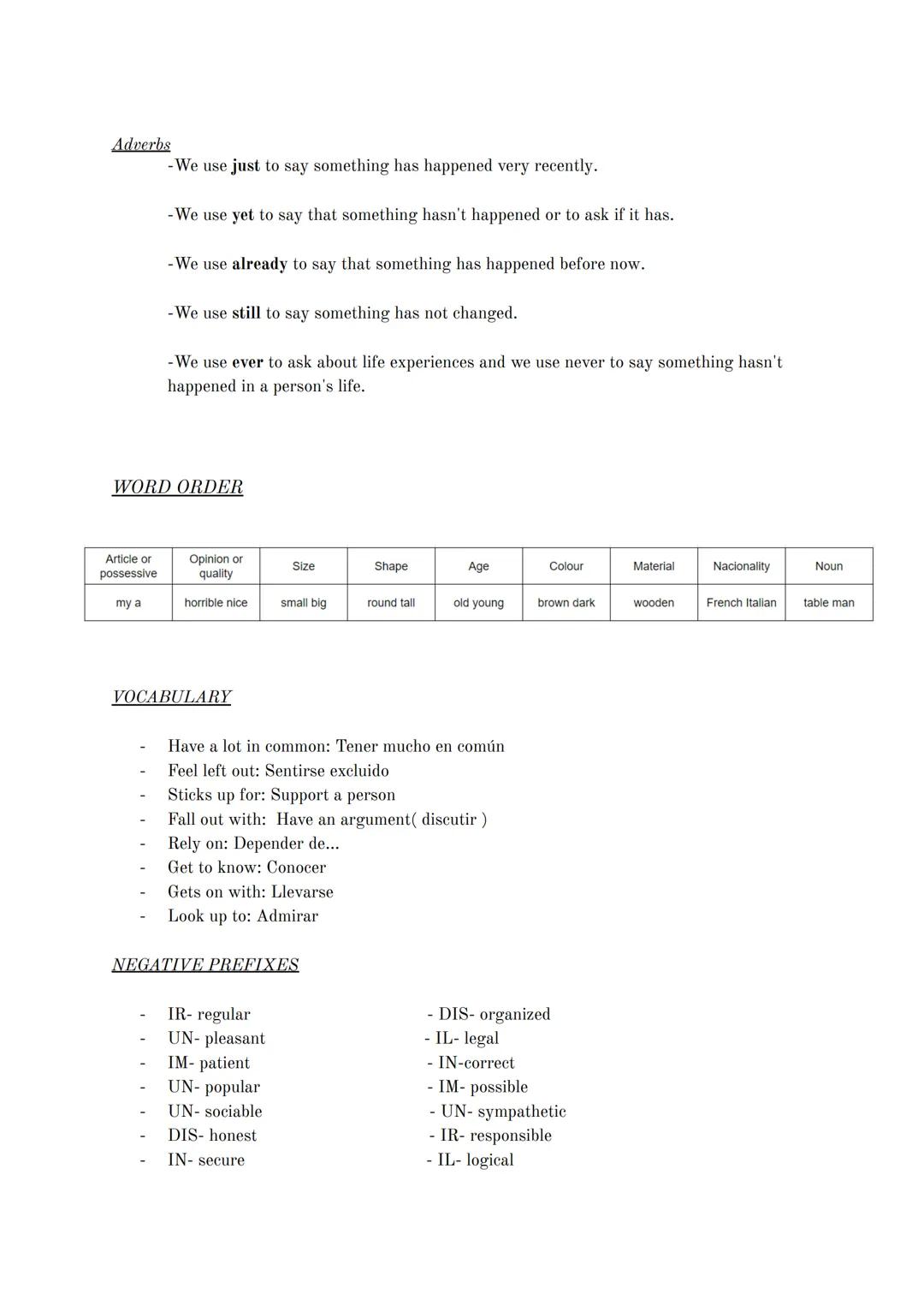 PRESENT SIMPLE
Positive:
-I, you, we, they→ Subject + VERB + Object
- he, she, it→ Subject + VERB+S + Object
Negative:
-I, you, we, they -