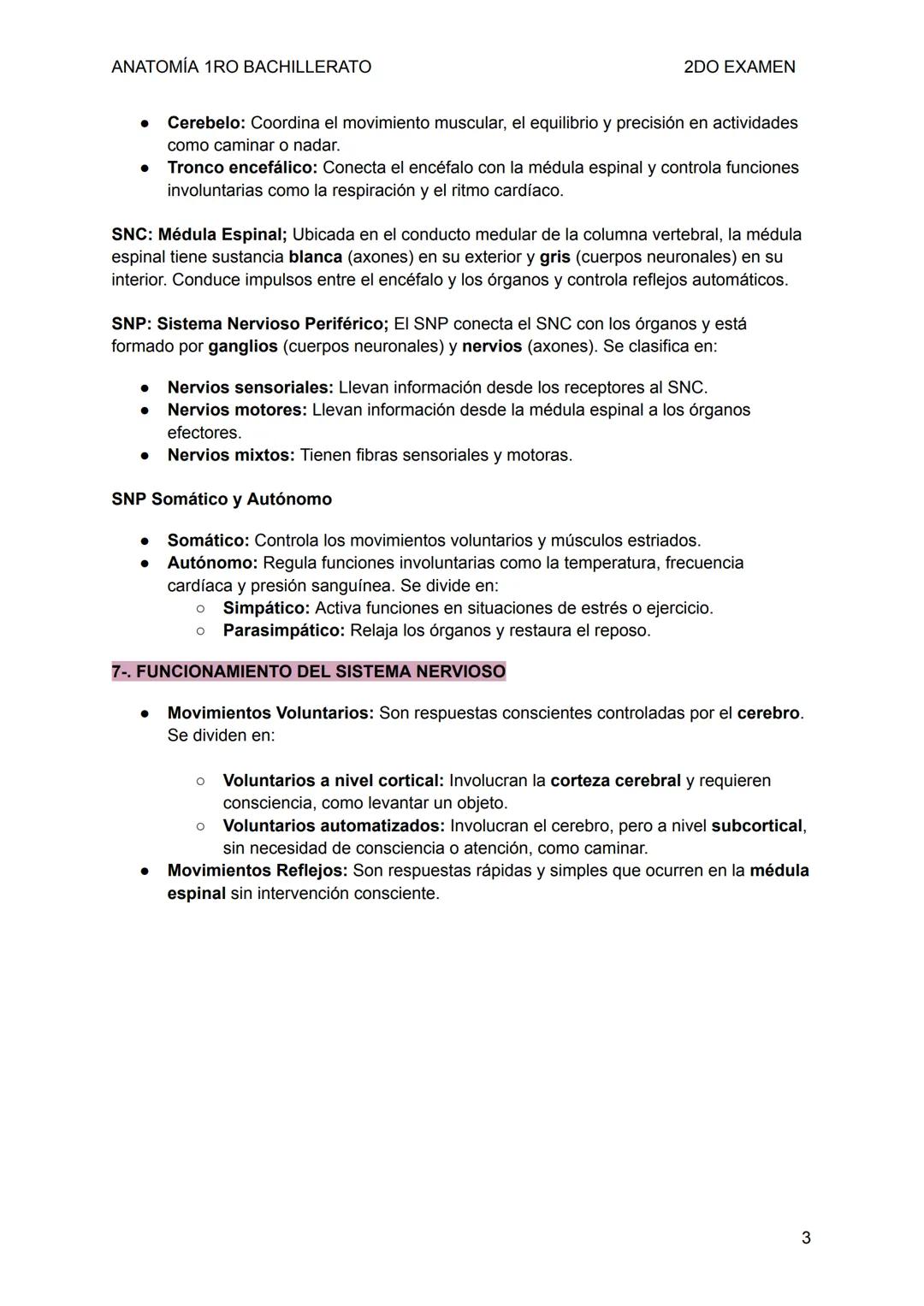 --- OCR Start ---
ANATOMÍA 1RO BACHILLERATO
SISTEMA NERVIOSO
2DO EXAMEN
1-. LA FUNCIÓN DE RELACIÓN
La función de relación permite captar est