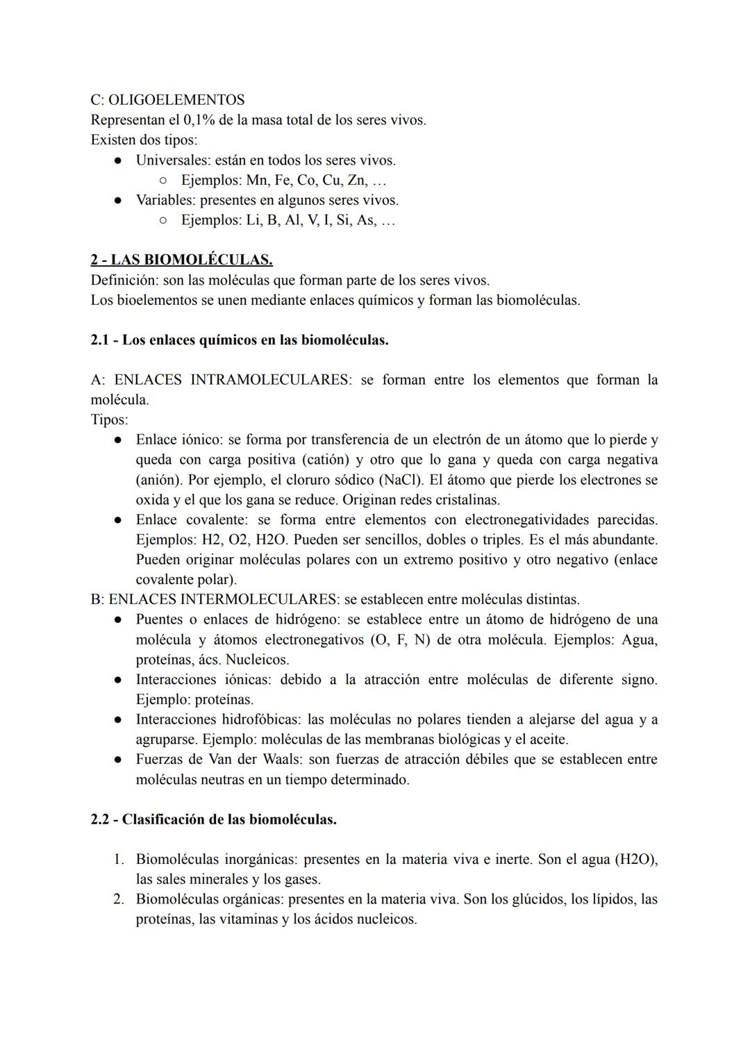 # TEMA 1: BIOMOLÉCULAS
INORGÁNICAS
CONTENIDOS
1. Bioelementos.
1.1. Propiedades de los bioelementos.
1.2. Clasificación de los bioelementos