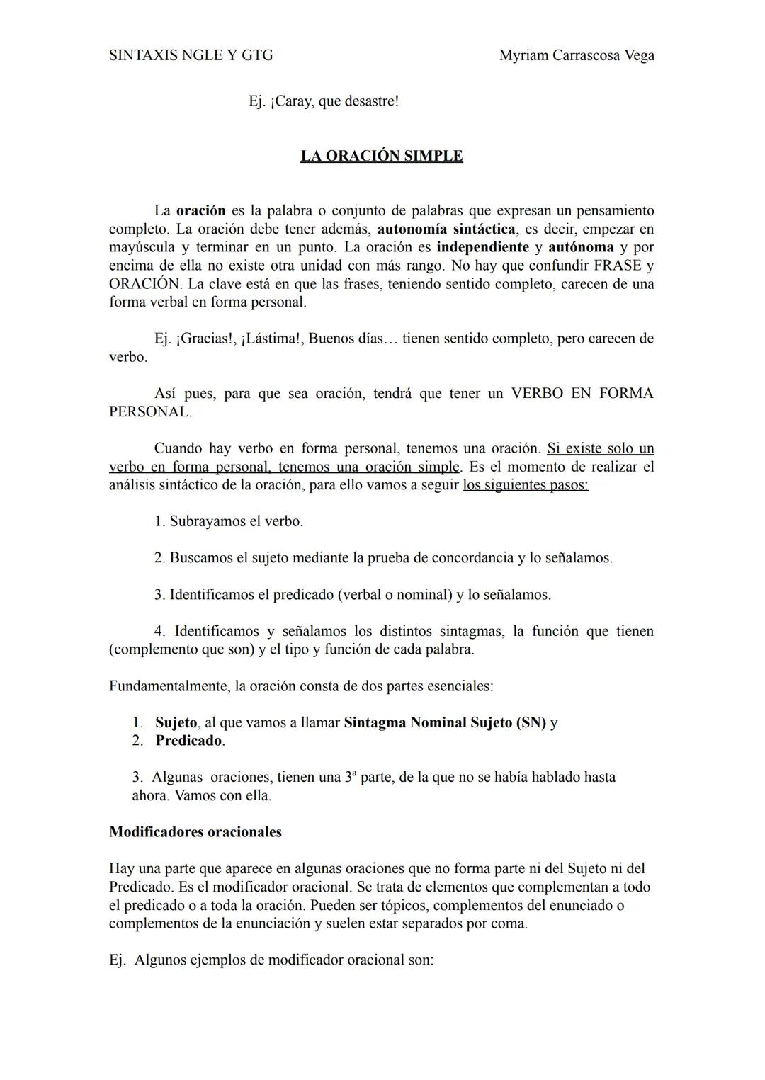 # apuntes DE sintaxis
## NGLE y GTG
Myriam Carrascosa Vega SINTAXIS NGLE Y GTG
Myriam Carrascosa Vega
«Sintaxis» (σύνταξις εως ή) es una