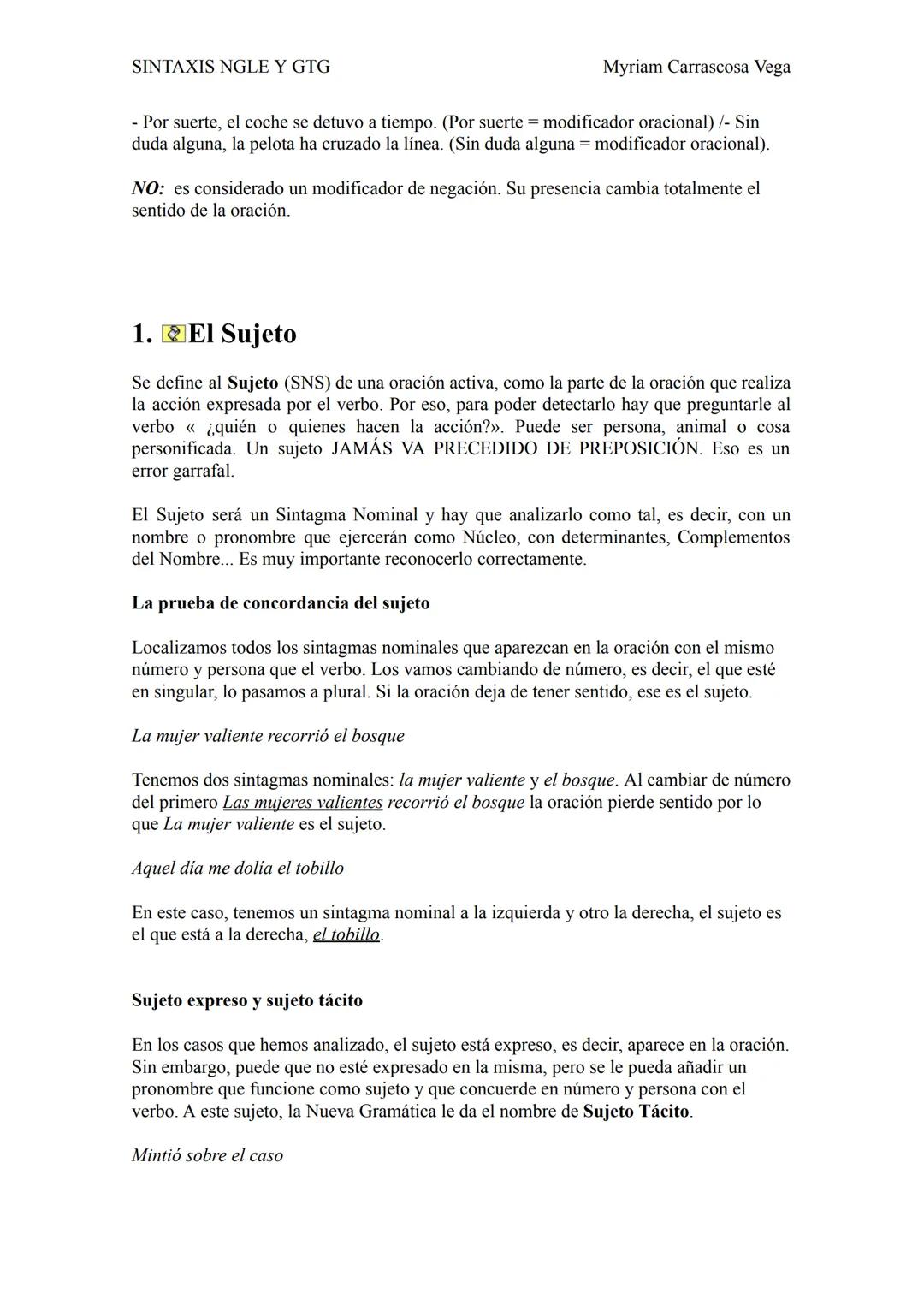 # apuntes DE sintaxis
## NGLE y GTG
Myriam Carrascosa Vega SINTAXIS NGLE Y GTG
Myriam Carrascosa Vega
«Sintaxis» (σύνταξις εως ή) es una