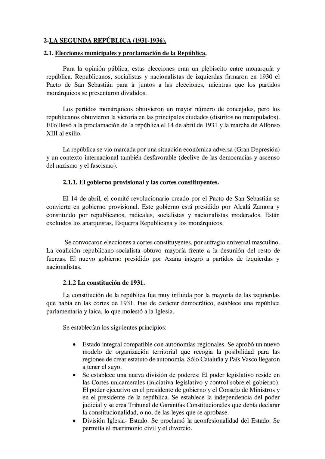 2-LA SEGUNDA REPÚBLICA (1931-1936).
2.1. Elecciones municipales y proclamación de la República.
Para la opinión pública, estas elecciones