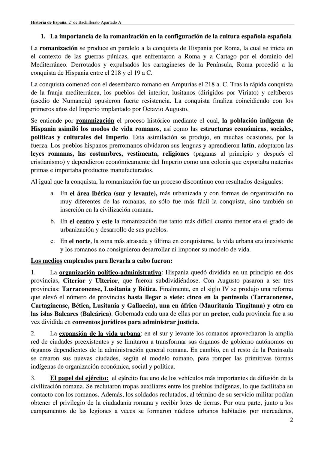 Historia de España. 2º de Bachillerato Apartado A
# APARTADO A
## 218 a.C. - 1474
La importancia de la romanización en la configuración d