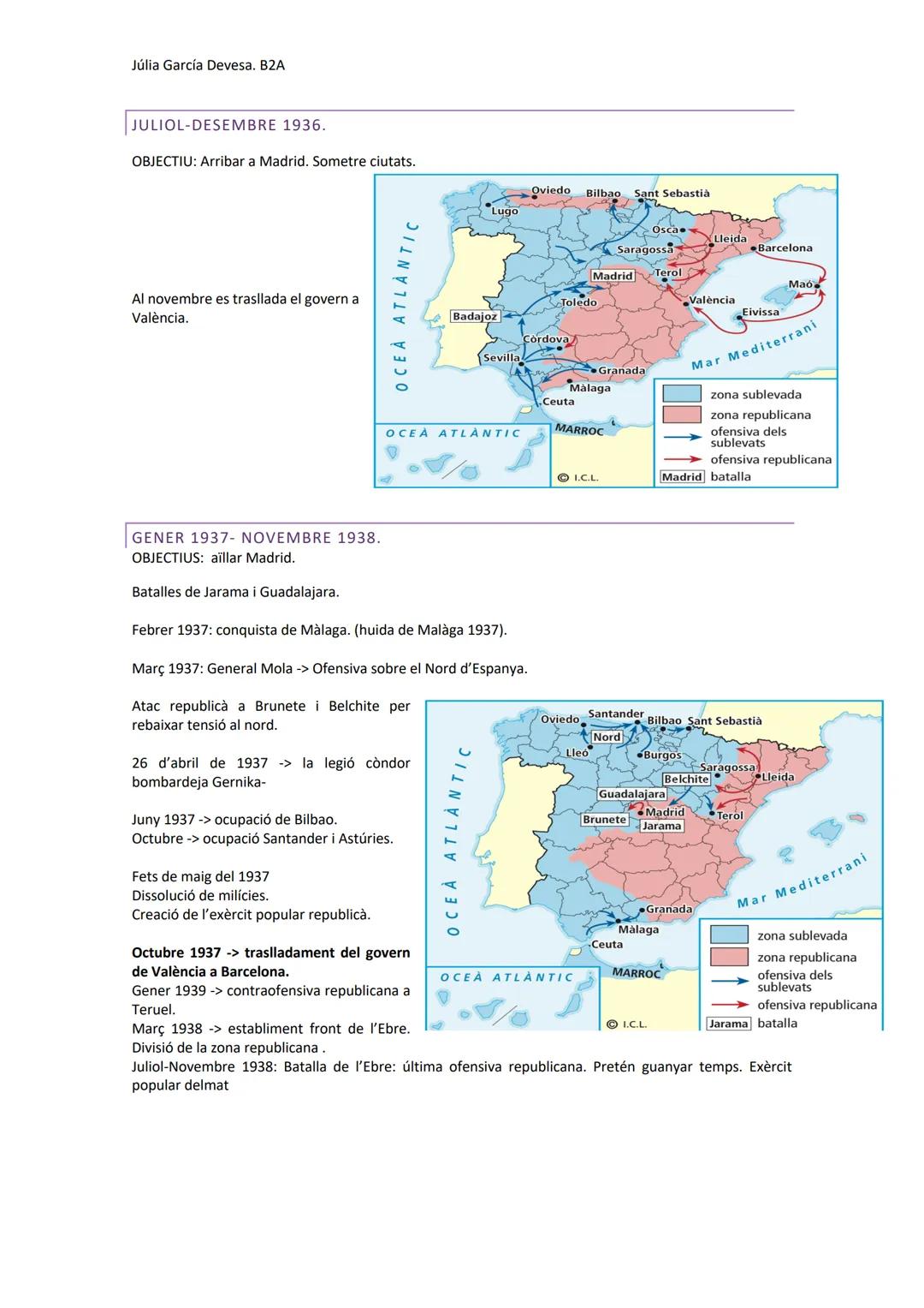 Júlia García Devesa. B2A
LA GUERRA CIVIL ESPANYOLA (1936-1939).
1.L'ESCLAT DEL CONFLICTE.
CAUSES:
Les causes s'han de buscar en la situac