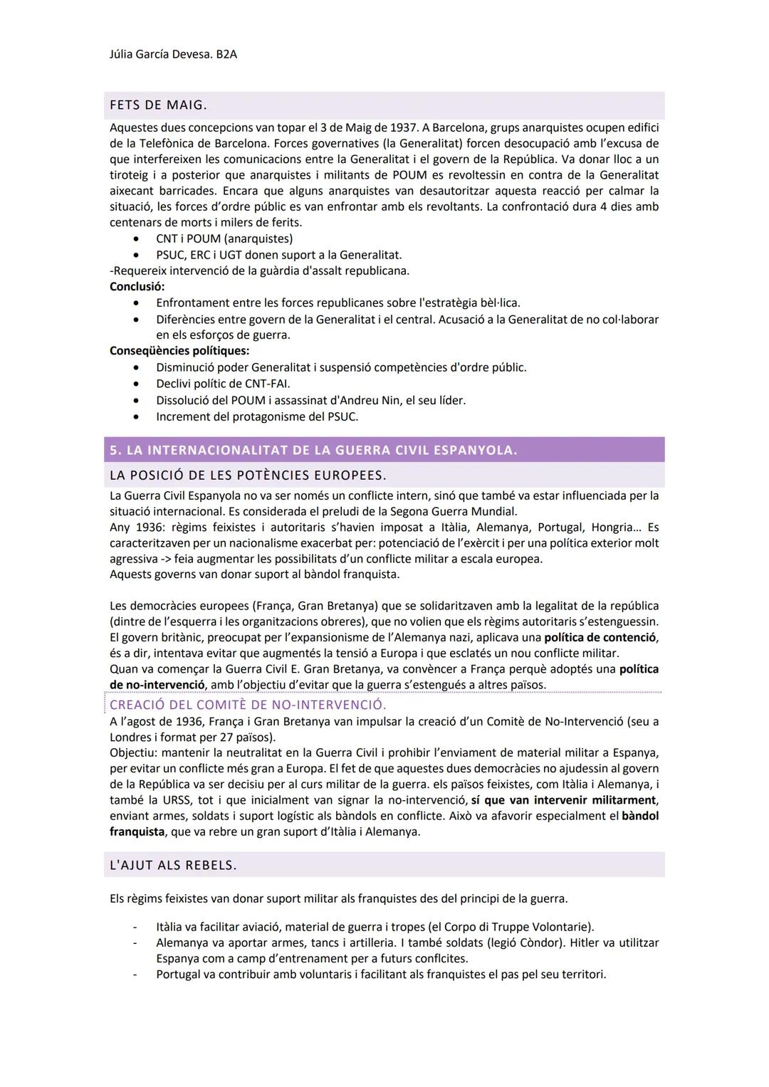 Júlia García Devesa. B2A
LA GUERRA CIVIL ESPANYOLA (1936-1939).
1.L'ESCLAT DEL CONFLICTE.
CAUSES:
Les causes s'han de buscar en la situac