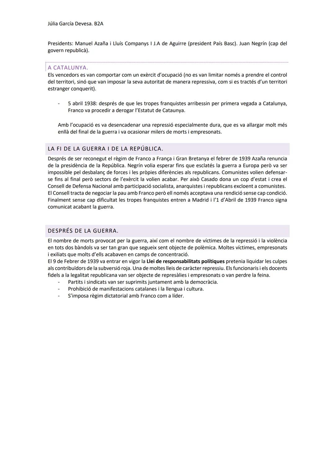 Júlia García Devesa. B2A
LA GUERRA CIVIL ESPANYOLA (1936-1939).
1.L'ESCLAT DEL CONFLICTE.
CAUSES:
Les causes s'han de buscar en la situac