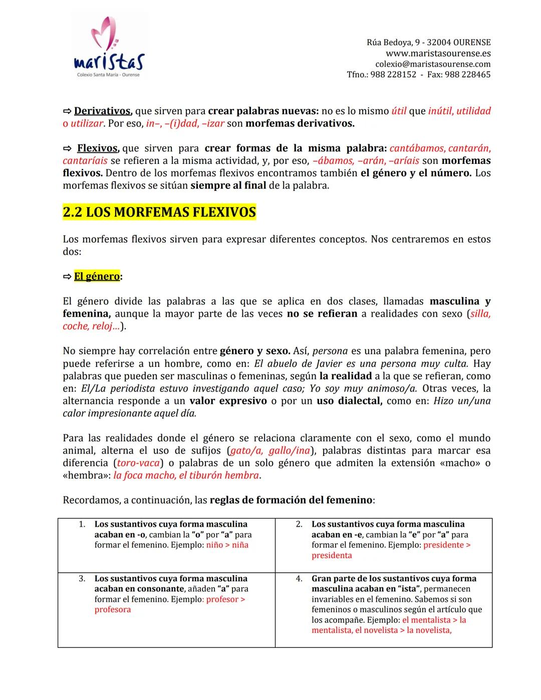 الله
morfología
léxica
estructura de la palabra
procesos de formación
B
A
2+2-4
326
Código:
Curso:
Colegio Marista Santa María - Ouren