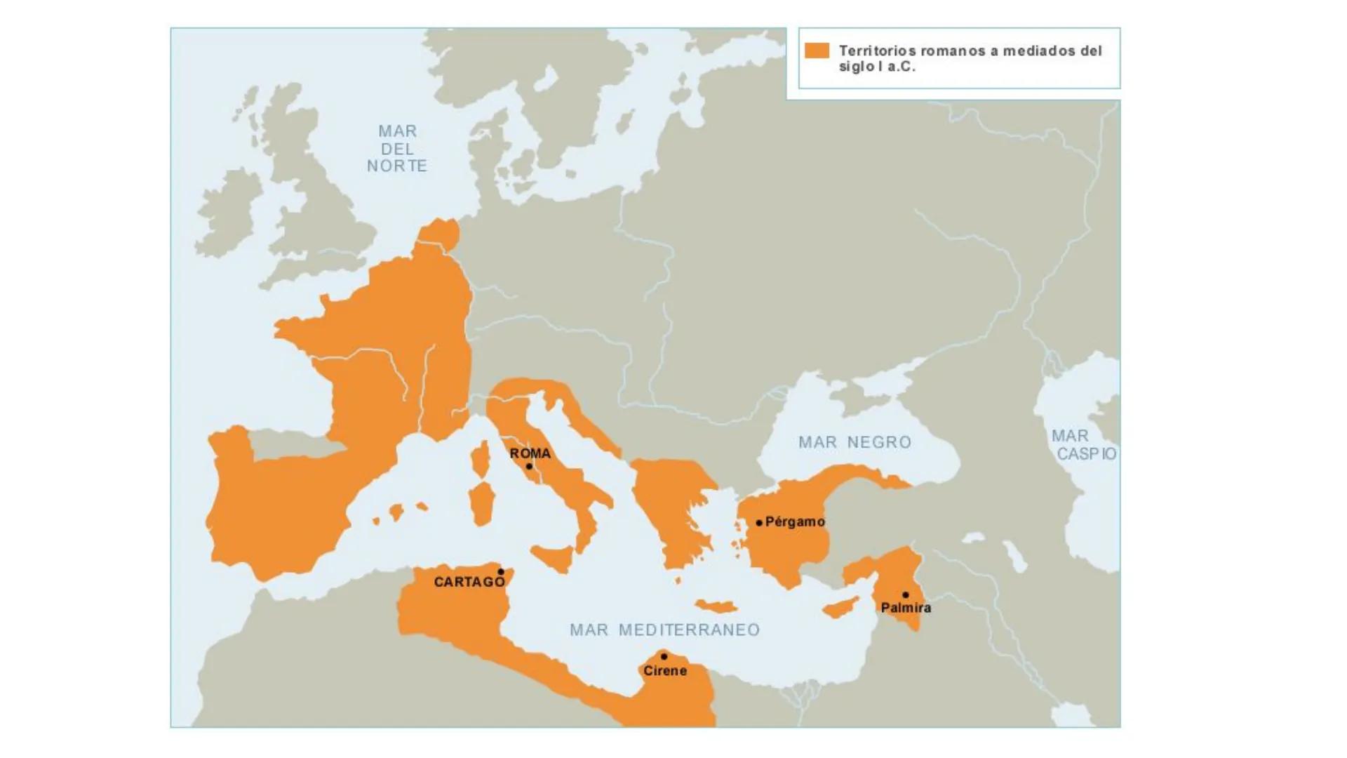 # TEMA 10: ROMA # 1. ESPACIO Y EVOLUCIÓN HISTÓRICA. LA MONARQUÍA.
## 1.1. El territorio romano
La civilización romana nació en la penínsul