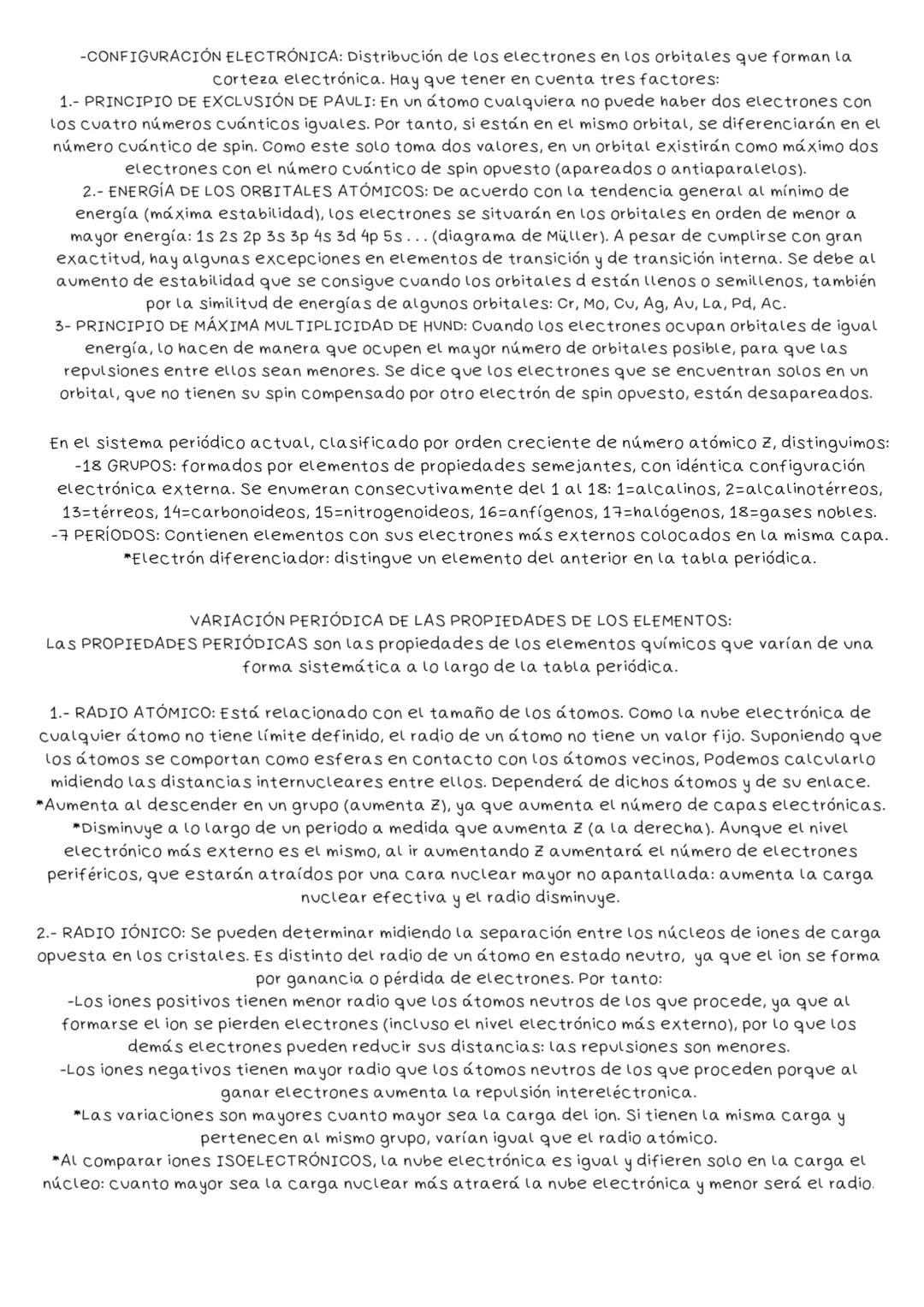 # TEMA 1: ESTRUCTURA ATÓMICA Y CLASIFICACIÓN PERIÓDICA DE LOS
ELEMENTOS
-Un átomo está en estado FUNDAMENTAL cuando el electrón se mueve en