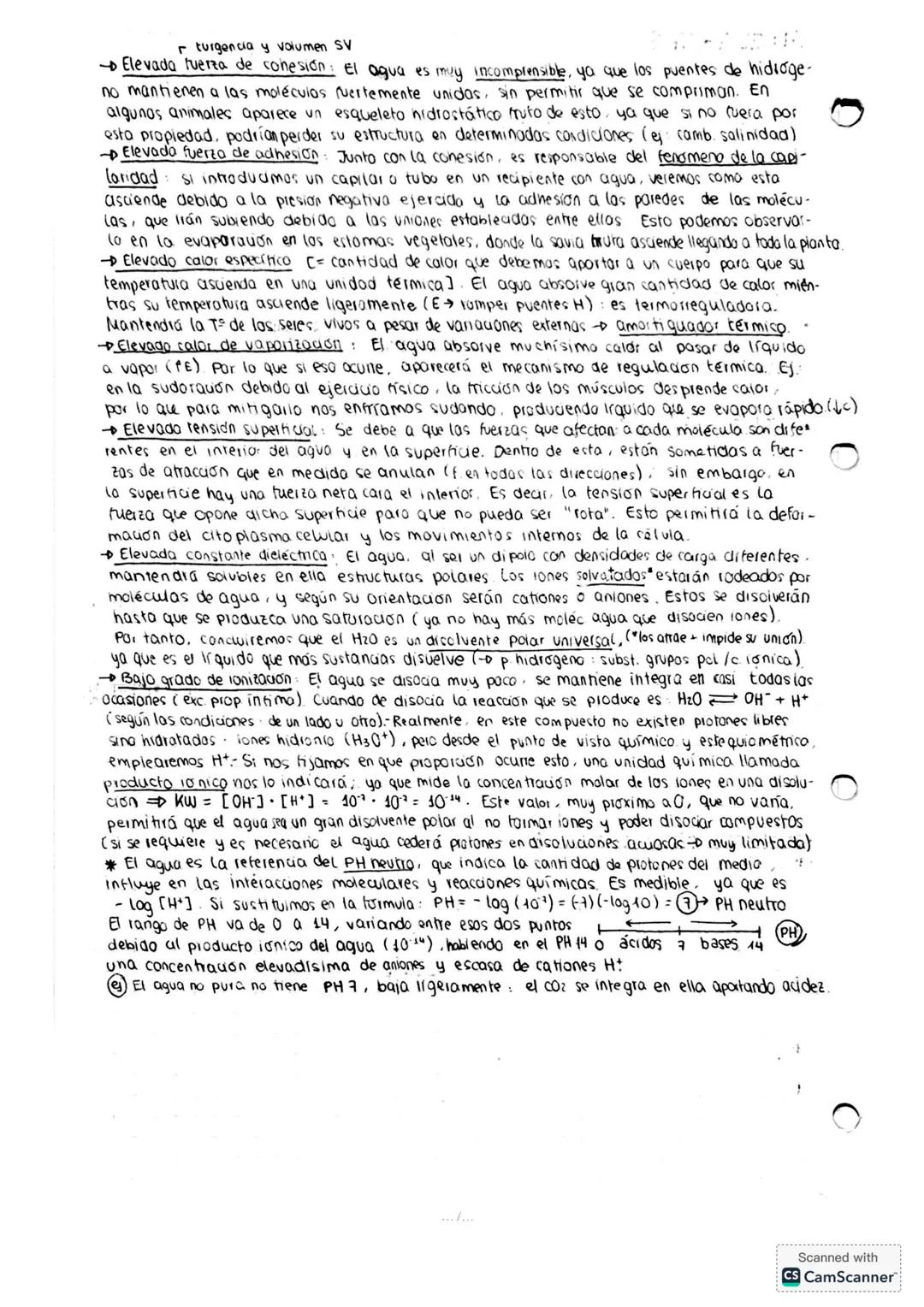 T4: EL AGUA
Es una biomolécula inorgánico esencial para la vida, ya que constituye la sustancia mayori-
taria de los seres vivos (65% ol 95