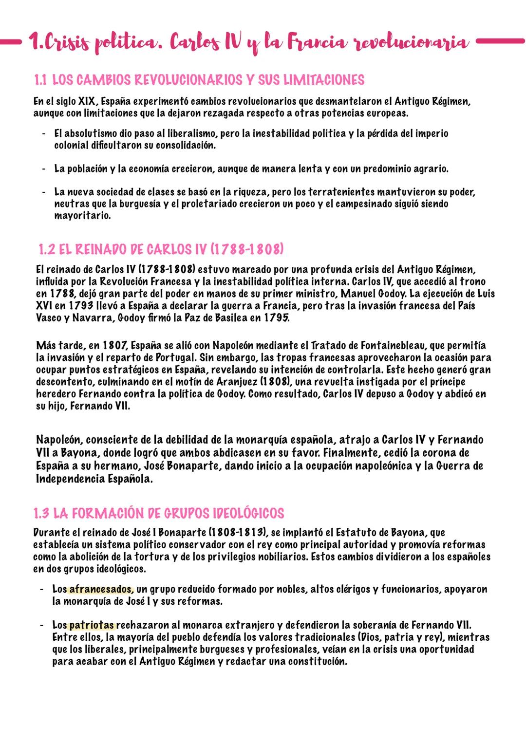 # 1.Crisis politica. Carlos IV y la Frarcia revolucionaria
1.1 LOS CAMBIOS REVOLUCIONARIOS Y SUS LIMITACIONES
En el siglo XIX, España expe