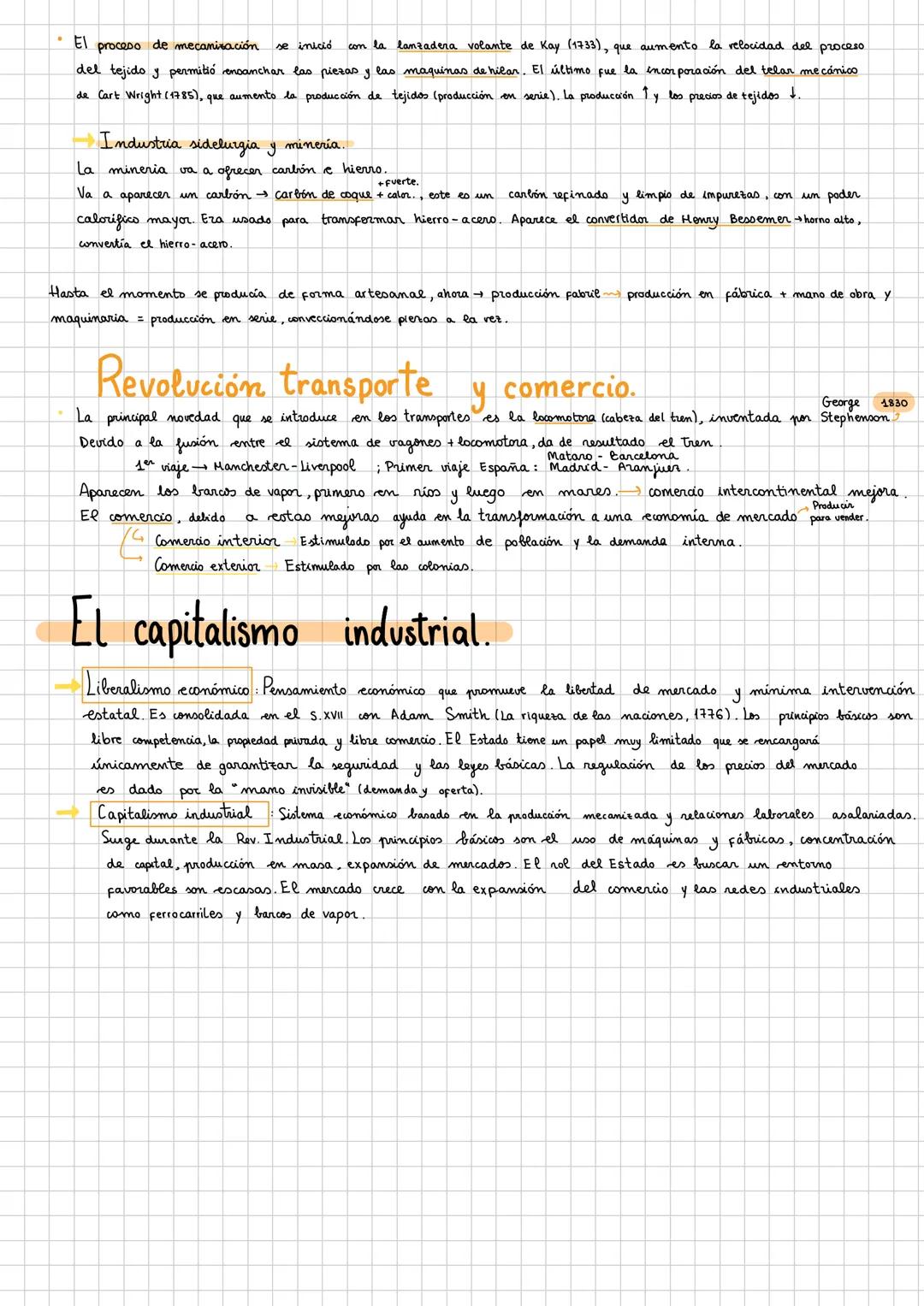 # Preguntas
* El proceso de industrialización es el conjunto de transformaciones
desde mediados del siglo XVII.
* Tuveron como ele