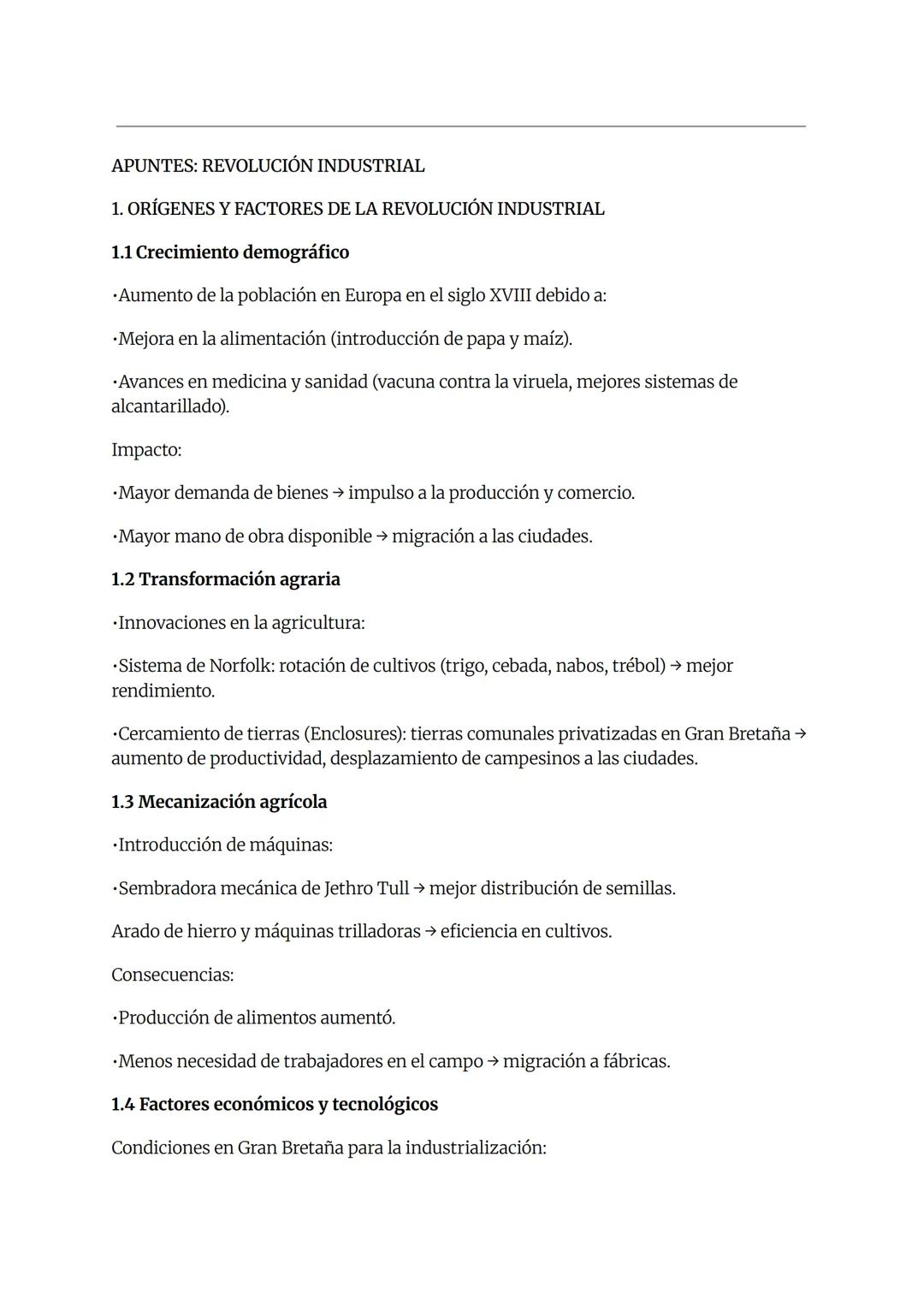 APUNTES: REVOLUCIÓN INDUSTRIAL
1. ORÍGENES Y FACTORES DE LA REVOLUCIÓN INDUSTRIAL
1.1 Crecimiento demográfico
•Aumento de la población en