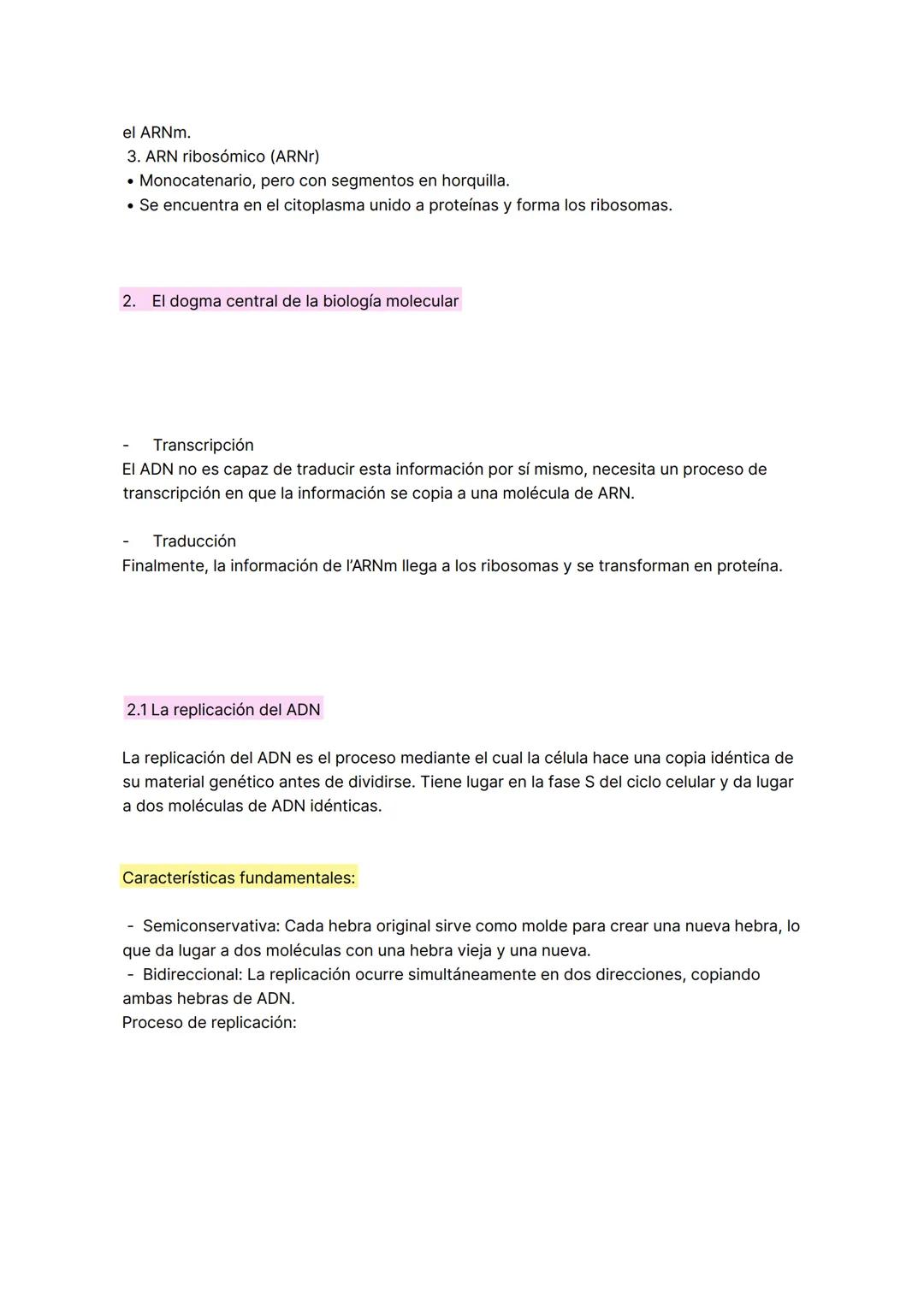 Genética molecular
ADN-> ácido desoxirribonucleico -> (T,A,G y C, contiene como pentosa desoxiribosa)
ARN -> ácido ribonucleico-> (U,A,G y