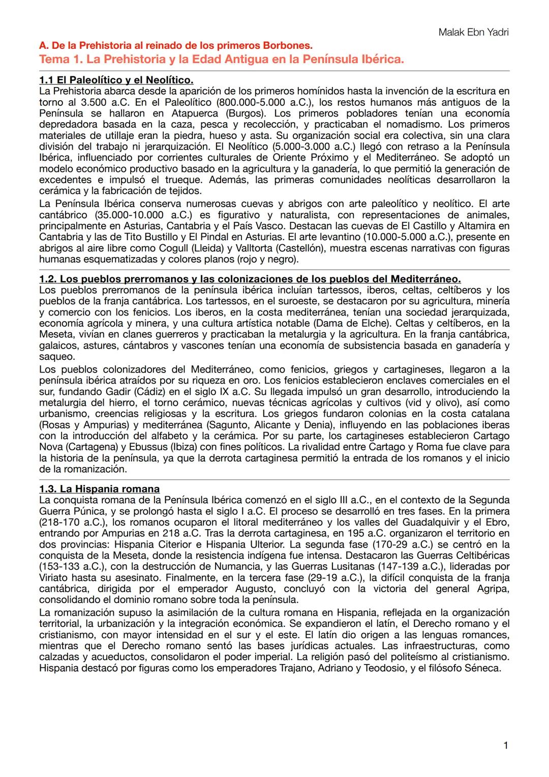 A. De la Prehistoria al reinado de los primeros Borbones.
Tema 1. La Prehistoria y la Edad Antigua en la Península Ibérica.
Malak Ebn Yadri