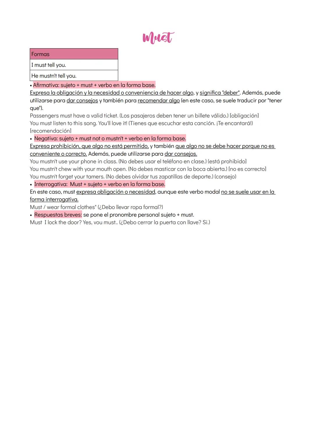 --- OCR Start ---
May/might
Formas
Usos
I might come
I may come
He might not come
He may not come
Posibilidad
May I go now?
Yes, you may. /