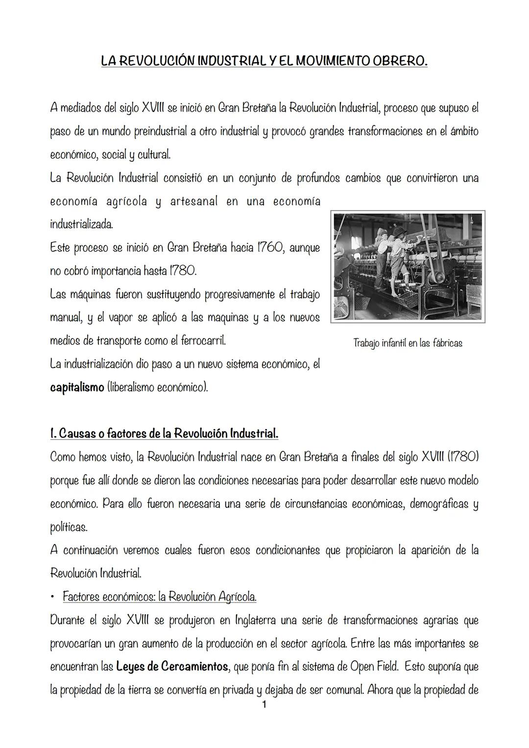 # LA REVOLUCIÓN INDUSTRIAL Y EL MOVIMIENTO OBRERO.
A mediados del siglo XVIII se inició en Gran Bretaña la Revolución Industrial, proceso q
