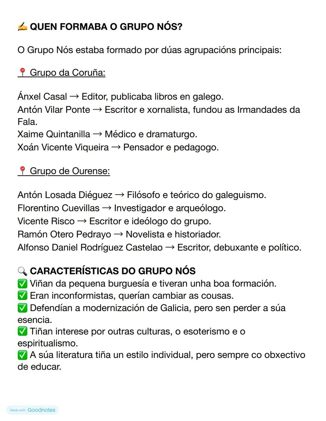 # O GRUPO NÓS: OS DEFENSORES DA
# CULTURA GALEGA
Os membros do Grupo Nós eran escritores, artistas e intelectuais
galegos que querían recup