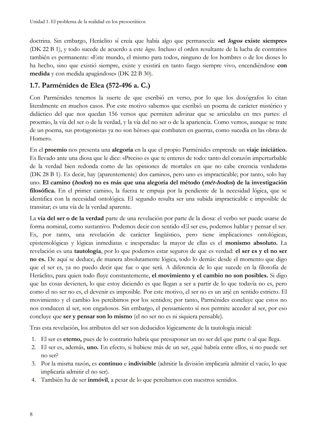 --- OCR Start ---
HISTORIA DE LA FILOSOFÍA
2.º DE BACHILLERATO
Unidad 1. EL PROBLEMA DE LA REALIDAD EN LOS
PRESOCRÁTICOS
Heraclitus.
CONTENI