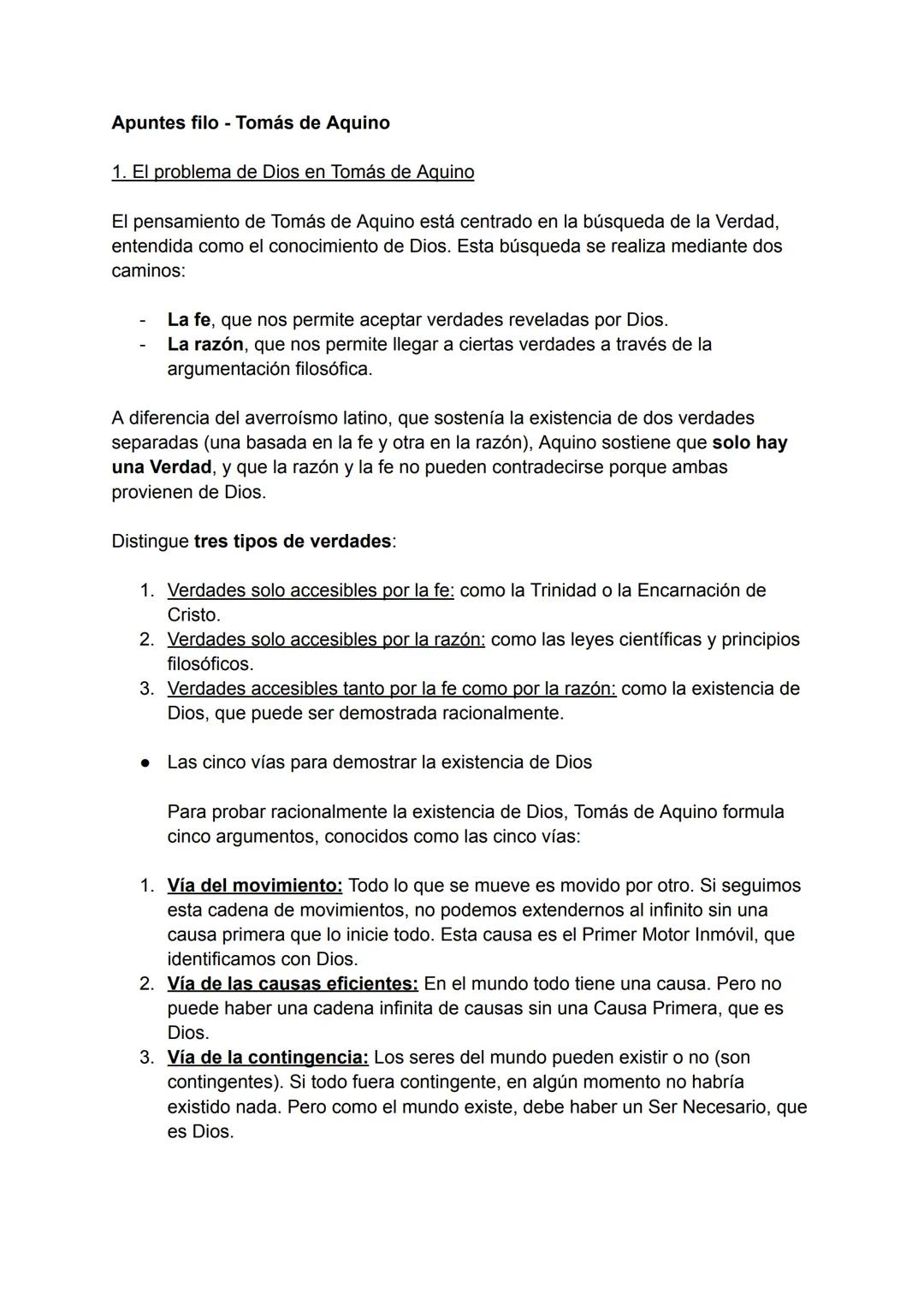 Apuntes filo - Tomás de Aquino
1. El problema de Dios en Tomás de Aquino
El pensamiento de Tomás de Aquino está centrado en la búsqueda de l