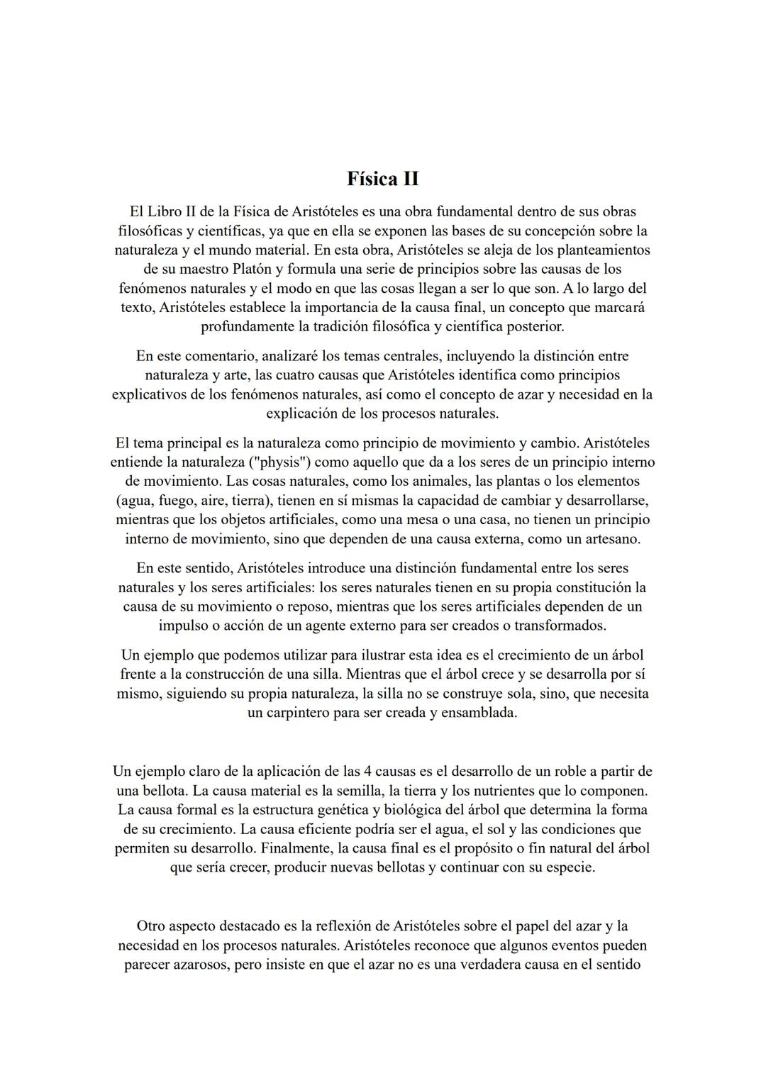 # Comentario Aristóteles
María Suárez # Física II
El Libro II de la Física de Aristóteles es una obra fundamental dentro de sus obras
filo