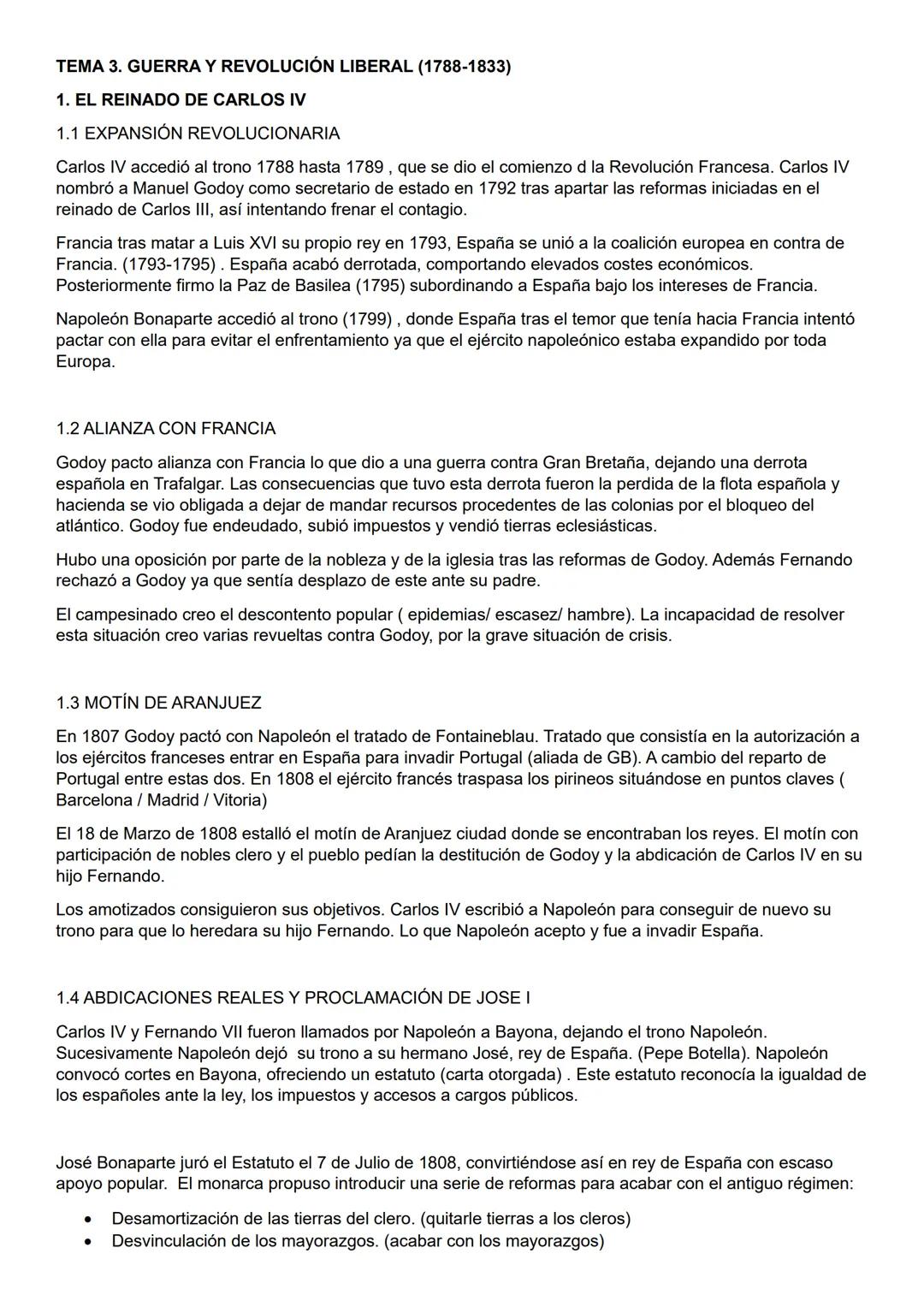 TEMA 3 GUERRA Y REVOLUCIÓN LIBERAL (1788-1833)
