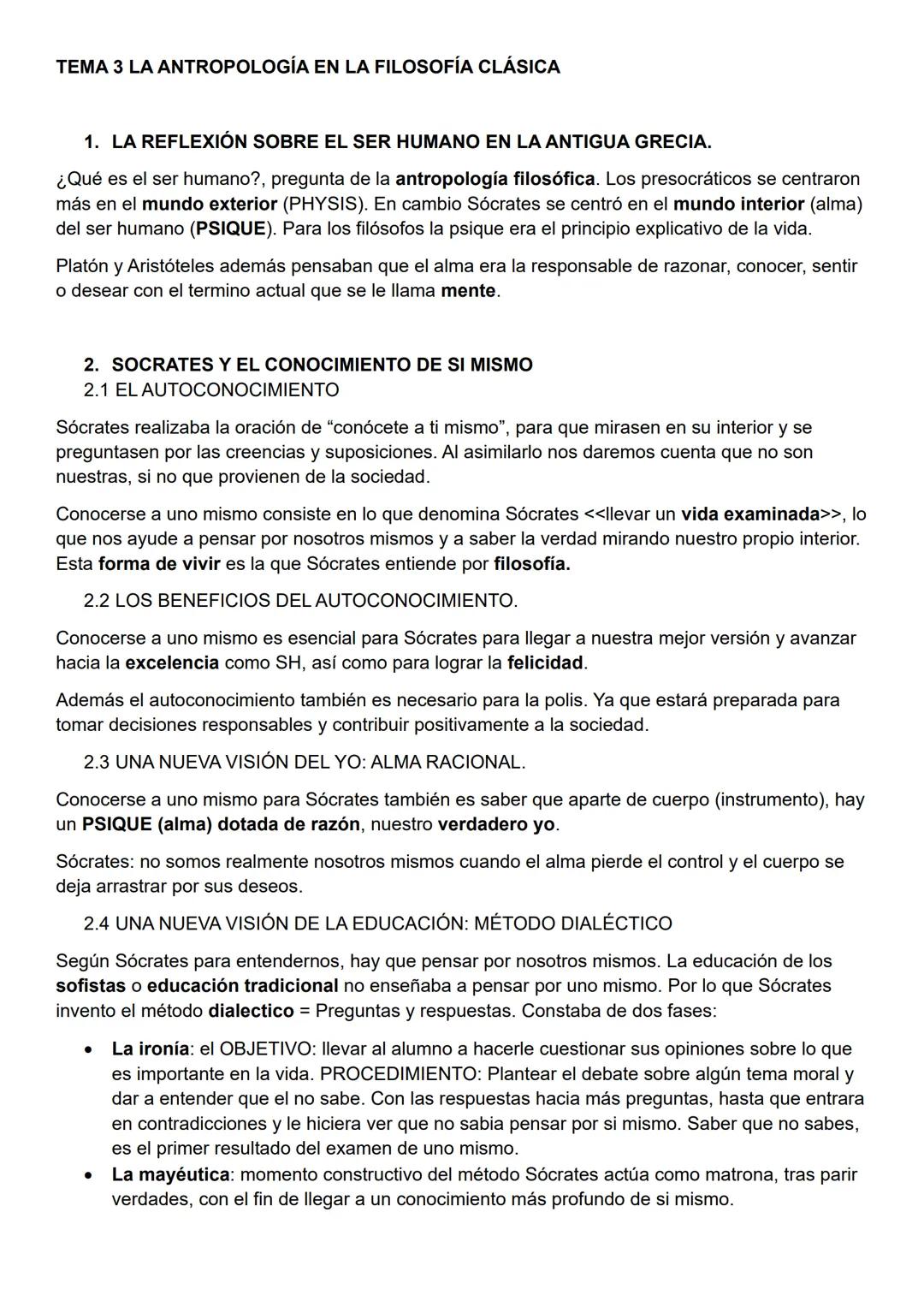 # TEMA 3 LA ANTROPOLOGÍA EN LA FILOSOFÍA CLÁSICA
1. LA REFLEXIÓN SOBRE EL SER HUMANO EN LA ANTIGUA GRECIA.
¿Qué es el ser humano?, pregunta