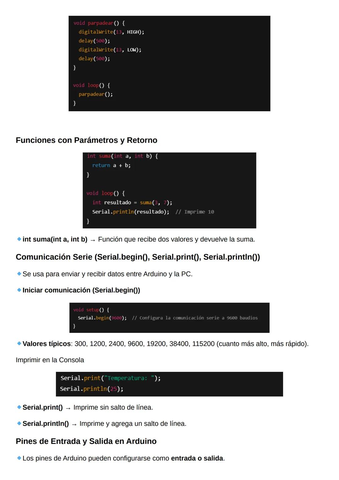 # Estructura y Sintaxis en
# Arduino
Todo código de Arduino debe incluir al menos dos funciones principales:
* **void setup():**
*