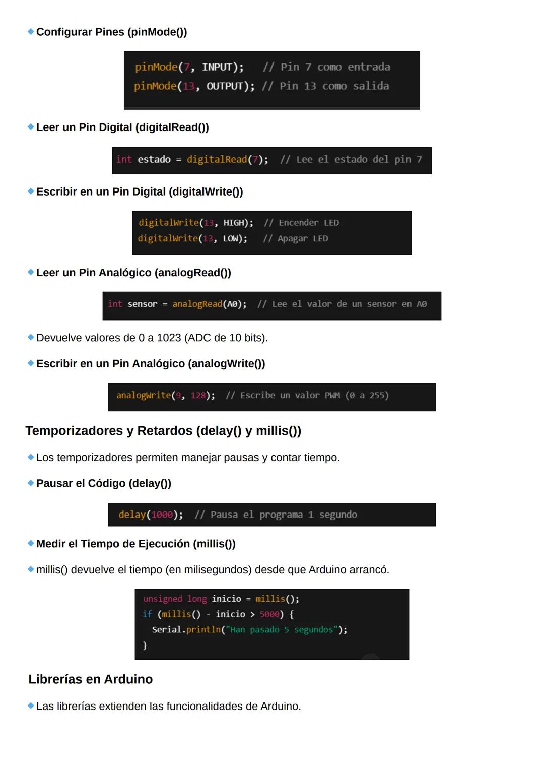 # Estructura y Sintaxis en
# Arduino
Todo código de Arduino debe incluir al menos dos funciones principales:
* **void setup():**
*