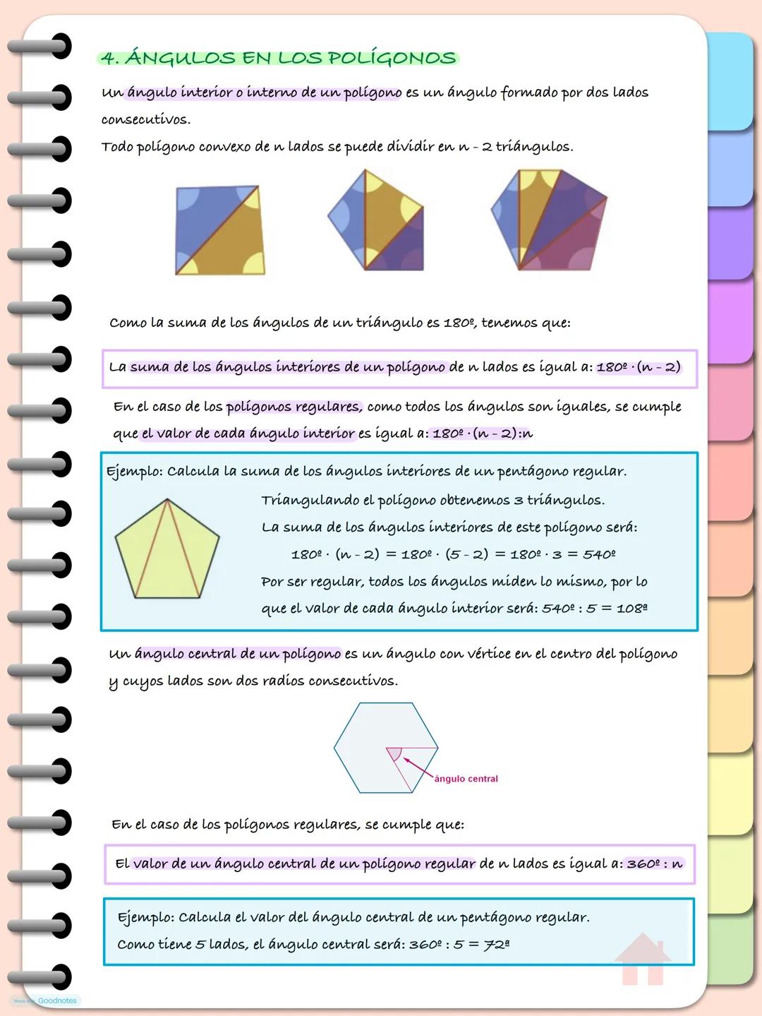 --- OCR Start ---
Goodnotes
Tema 9. Geometría plana
1. TEOREMA DE PITÁGORAS
En un triángulo rectángulo se cumple que el cuadrado de la hipot