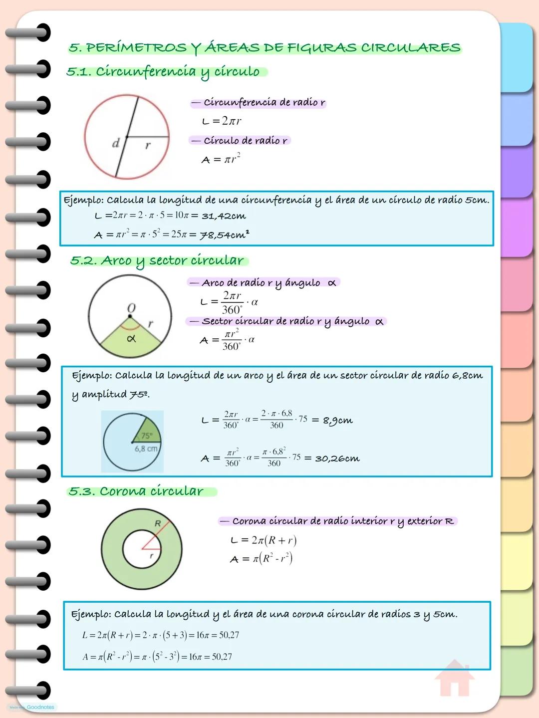 --- OCR Start ---
Goodnotes
Tema 9. Geometría plana
1. TEOREMA DE PITÁGORAS
En un triángulo rectángulo se cumple que el cuadrado de la hipot