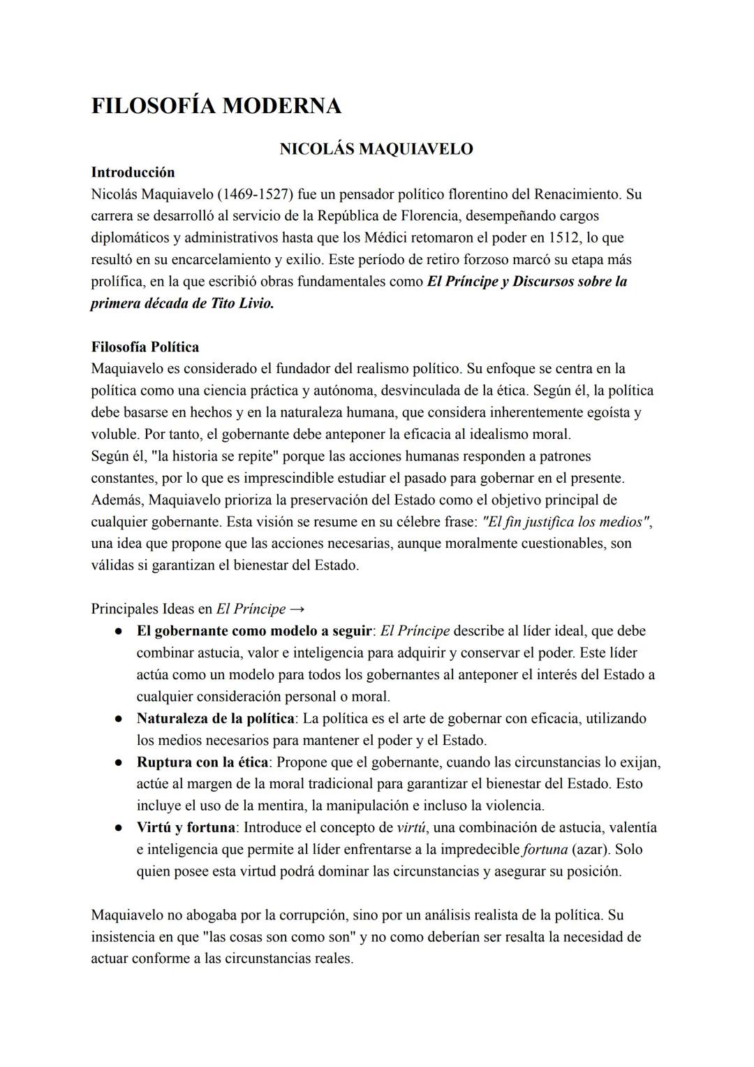 # FILOSOFÍA MODERNA
NICOLÁS MAQUIAVELO
Introducción
Nicolás Maquiavelo (1469-1527) fue un pensador político florentino del Renacimiento.