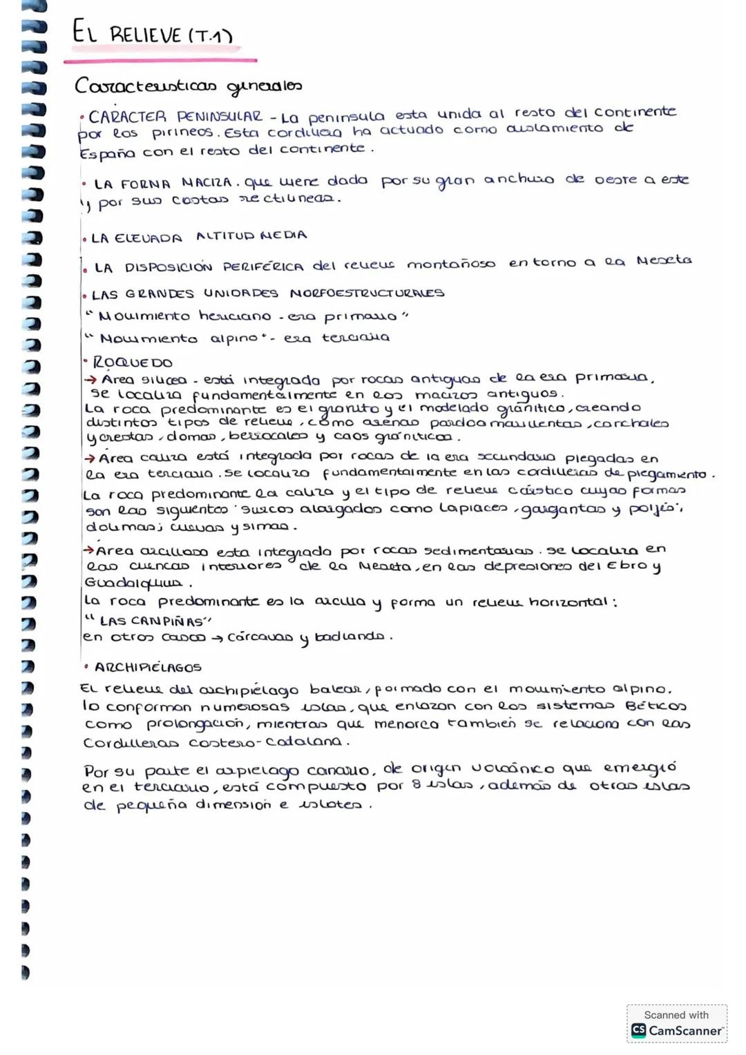 --- OCR Start ---
2
EL RELIEVE (T1)
Caracteristicas generales
CARACTER PENINSULAR - La peninsula esta unida al resto del continente
por los