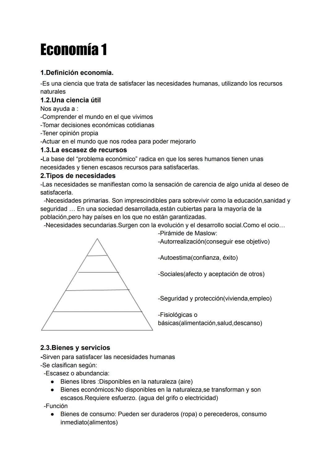 # Economía 1
1.Definición economía.
-Es una ciencia que trata de satisfacer las necesidades humanas, utilizando los recursos
naturales
1.2.