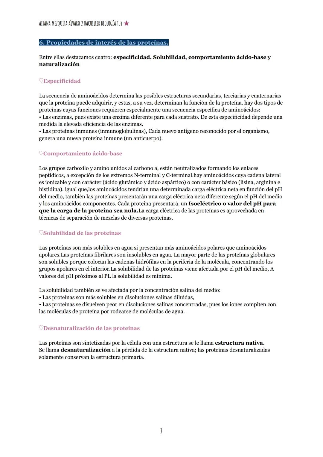 --- OCR Start ---
AITANA MEZQUITA ÁLVARO 2 BACHILLER BIOLOGÍA T.
TEMA 4: LAS PROTEÍNAS
1. Los Aminoácidos
COOH
HN-C-H
R
formula General
EI C