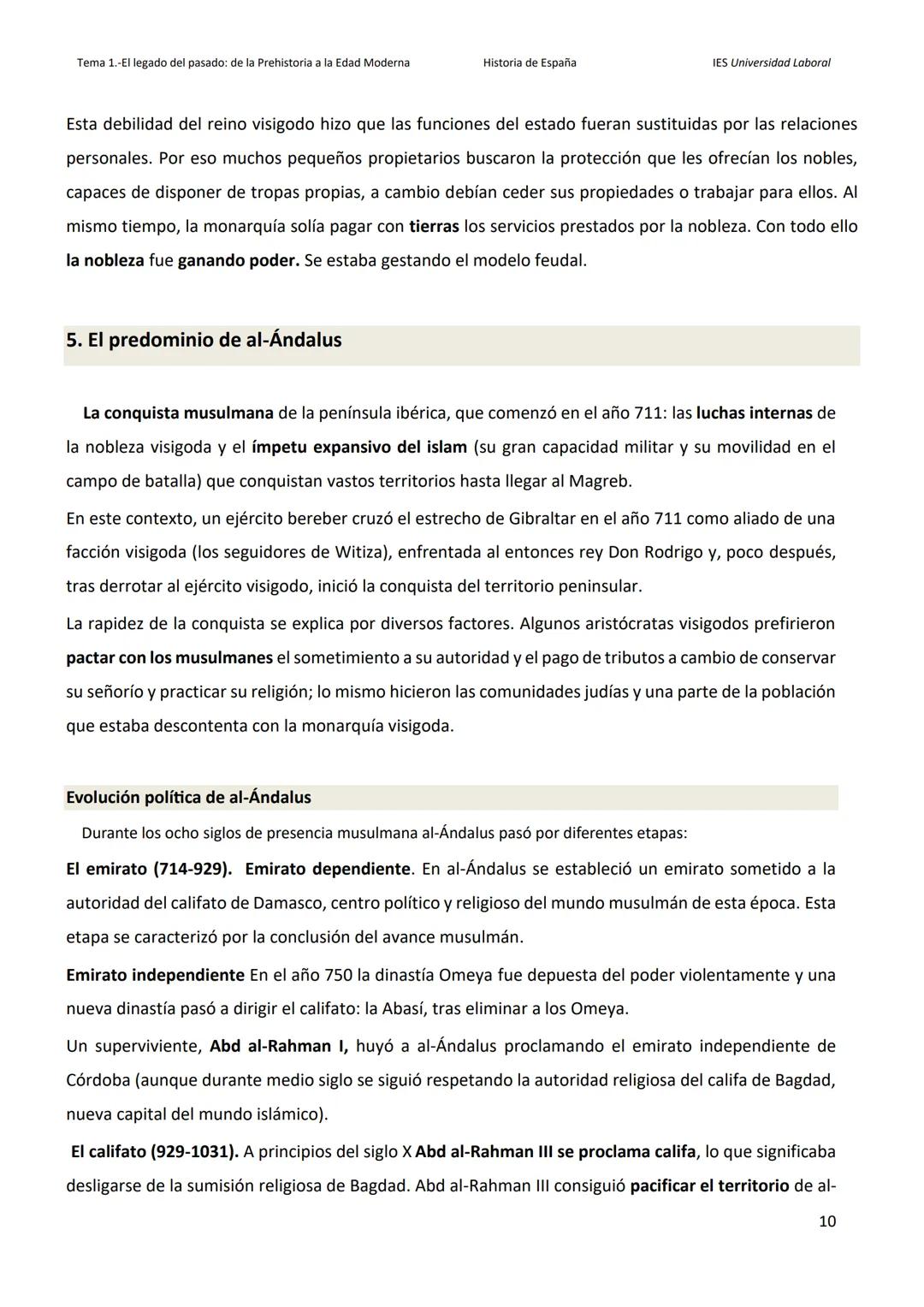 --- OCR Start ---
Tema 1.-El legado del pasado: de la Prehistoria a la Edad Moderna
Historia de España
TEMA 1. El legado del pasado: de la P