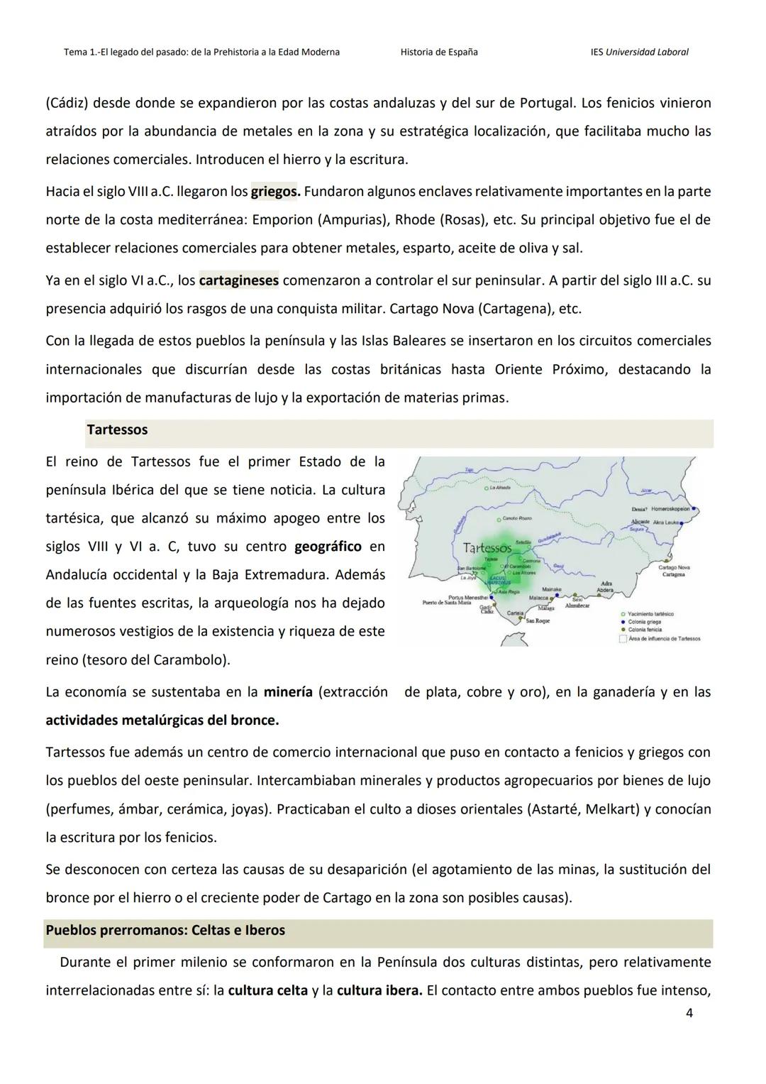 --- OCR Start ---
Tema 1.-El legado del pasado: de la Prehistoria a la Edad Moderna
Historia de España
TEMA 1. El legado del pasado: de la P
