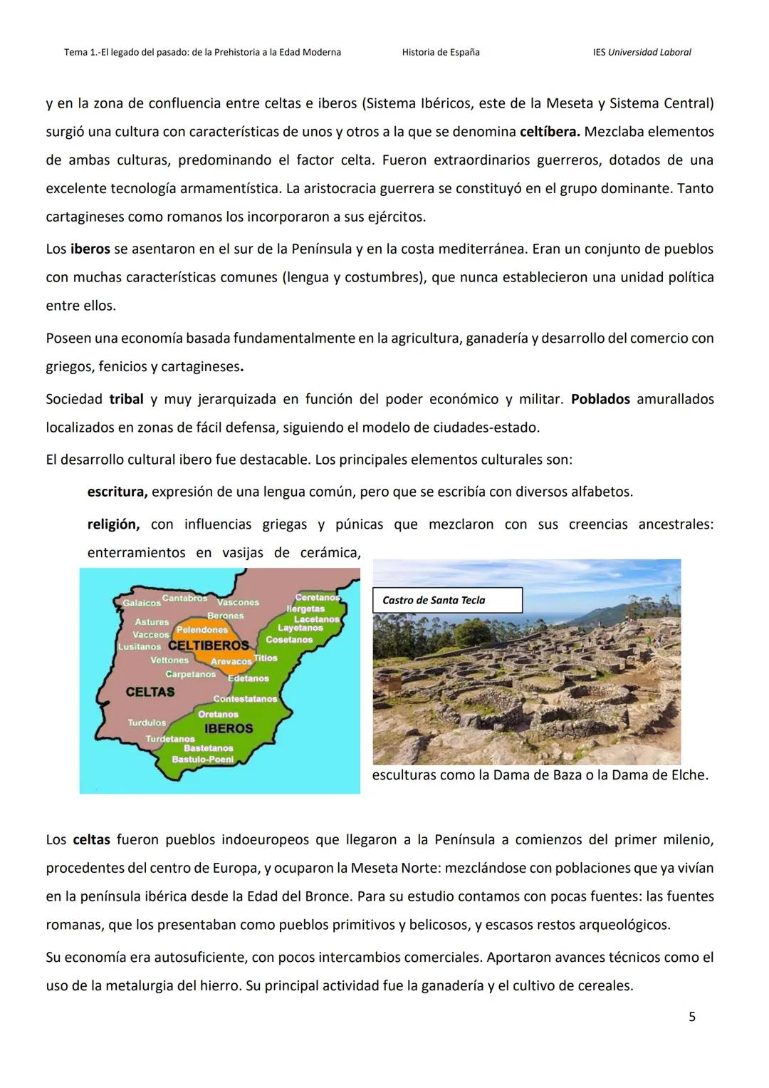 --- OCR Start ---
Tema 1.-El legado del pasado: de la Prehistoria a la Edad Moderna
Historia de España
TEMA 1. El legado del pasado: de la P