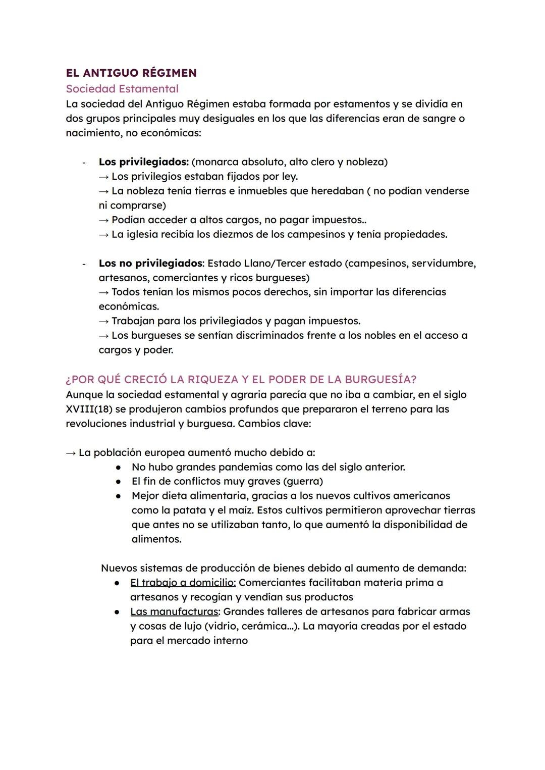--- OCR Start ---
EL ANTIGUO RÉGIMEN
Sociedad Estamental
La sociedad del Antiguo Régimen estaba formada por estamentos y se dividía en
dos g